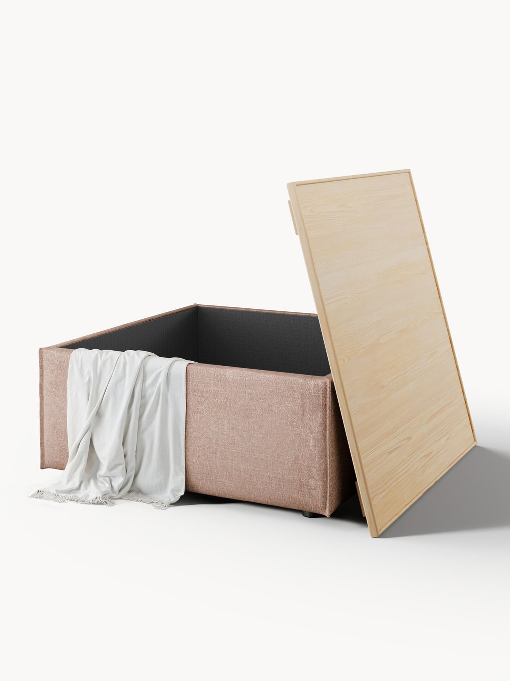 Sofa-Hocker Lennon aus Leinen-Mix mit Stauraum