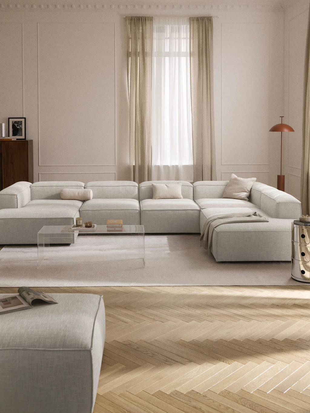 Modulares XL Sofa Lennon aus Leinen-Mix