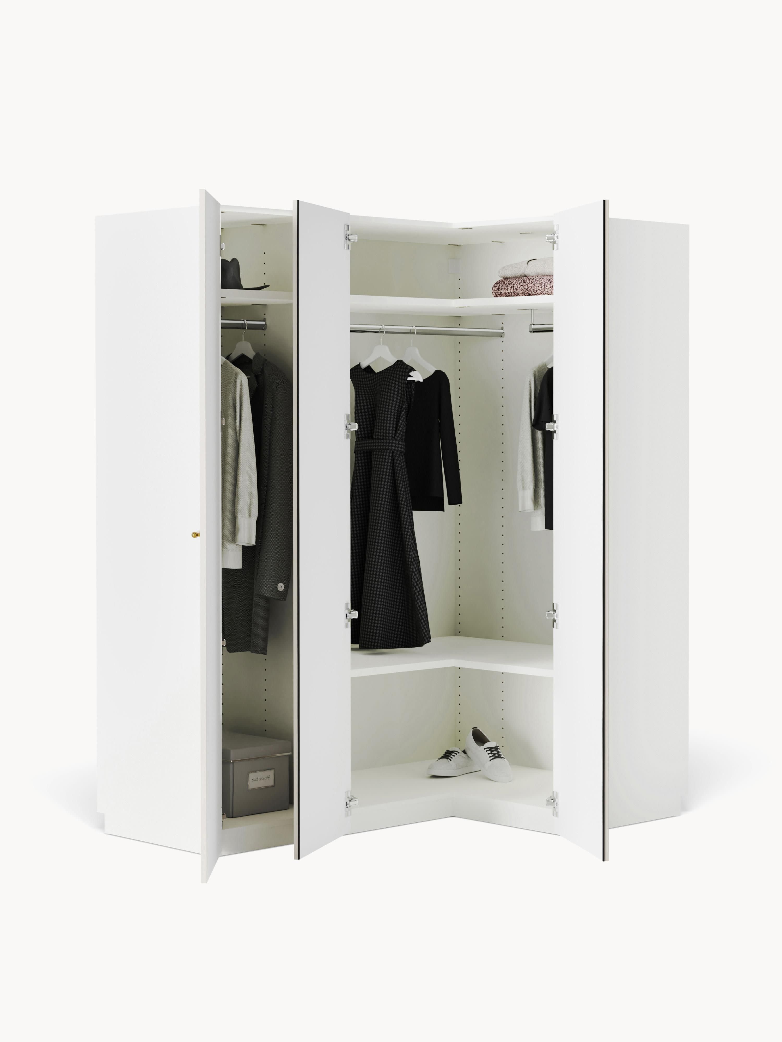 Modularer Eck-Kleiderschrank Charlotte, 165 cm Breite, in verschiedenen Größen