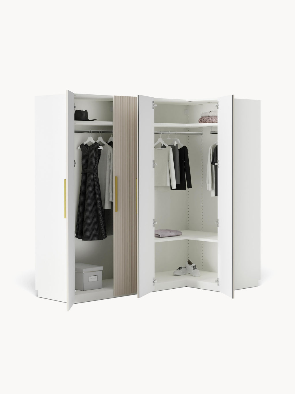 Modularer Eck-Kleiderschrank Simone, 215 cm Breite, in verschiedenen Größen