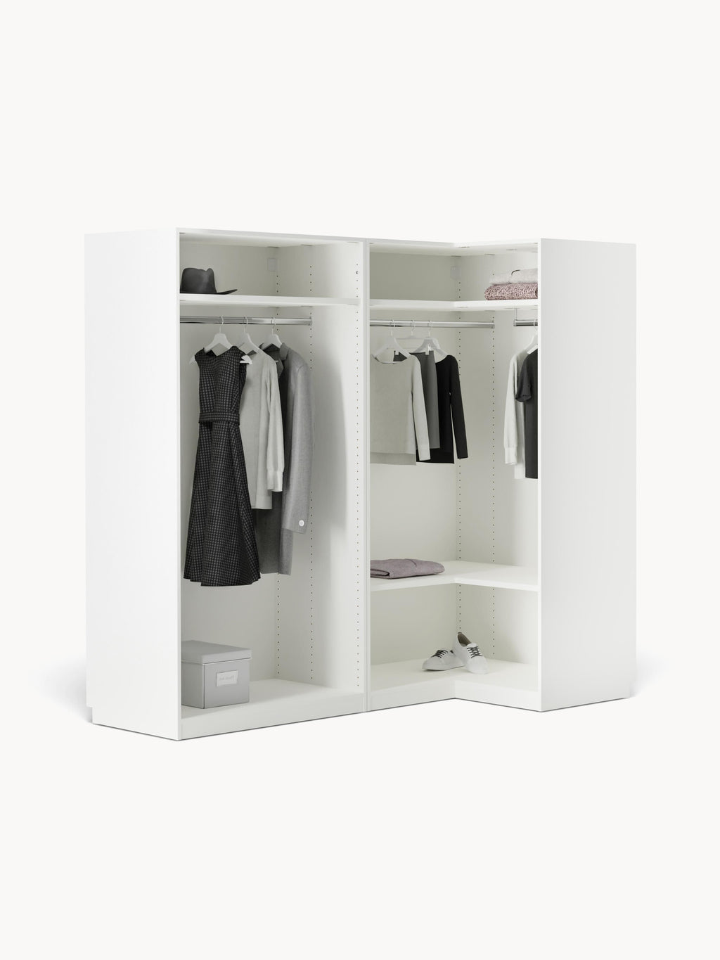 Modularer Eck-Kleiderschrank Simone, 215 cm Breite, in verschiedenen Größen