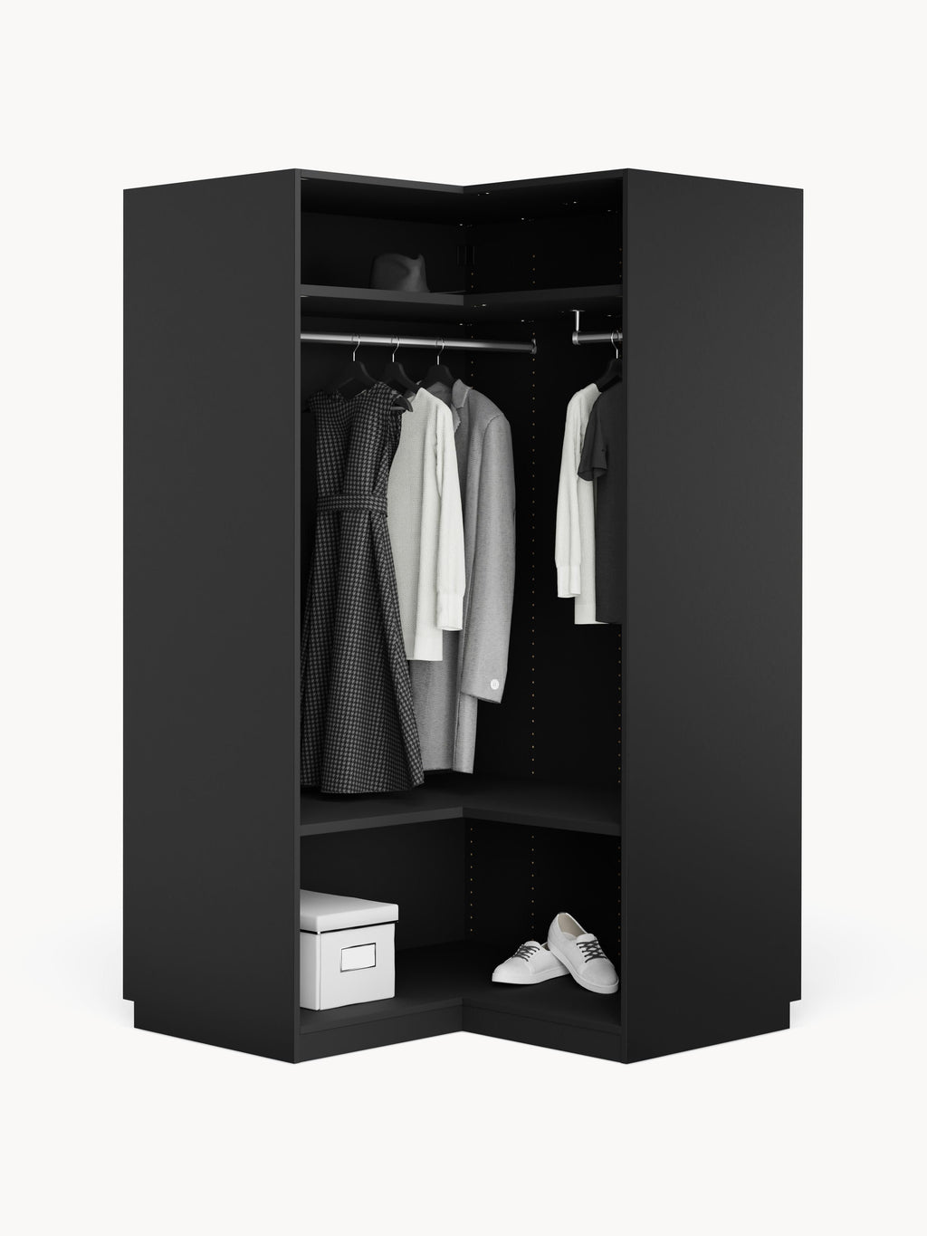 Modularer Eck-Kleiderschrank Simone, 115 cm Breite