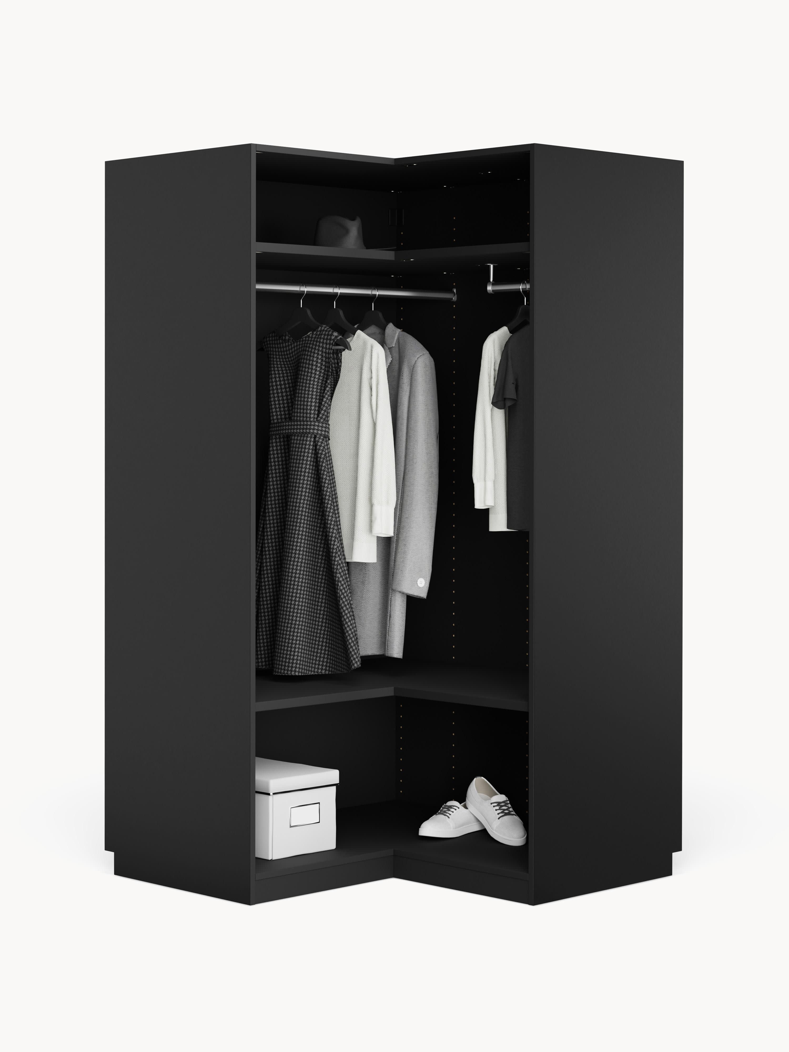 Modularer Eck-Kleiderschrank Simone, 115 cm Breite