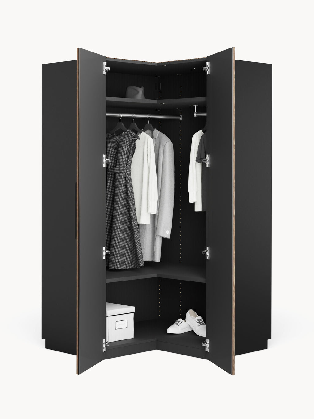 Modularer Eck-Kleiderschrank Simone, 115 cm Breite