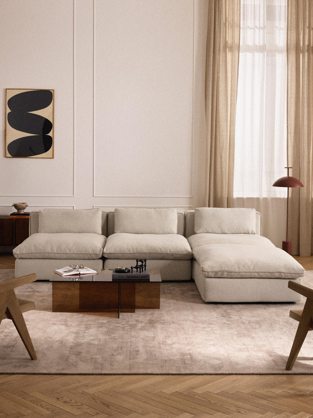 Modulares XL-Sofa Felix mit Hocker (links/rechts)
