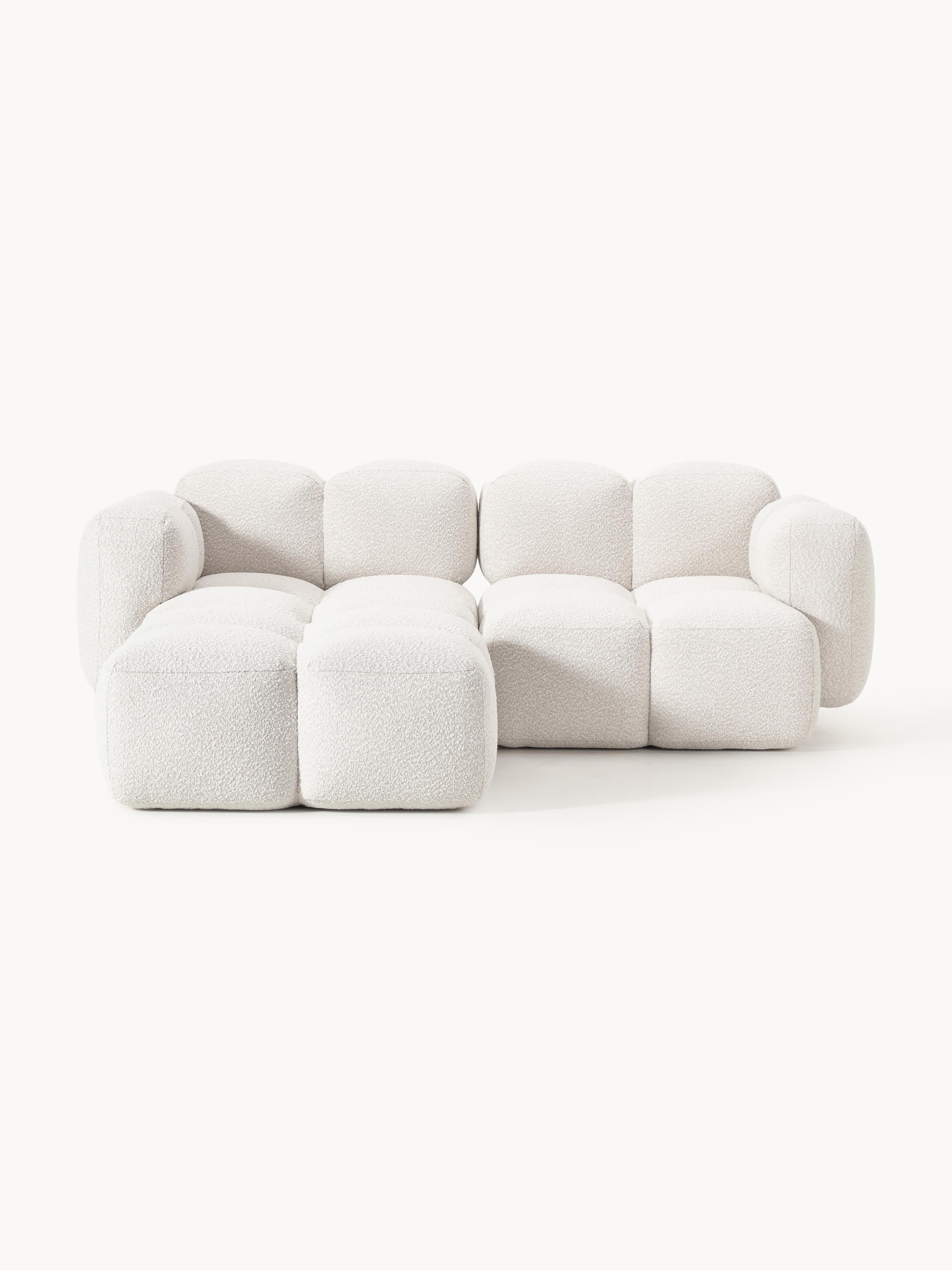 Galeriebild 1 - Modulares Sofa Tayla (3-Sitzer) aus Bouclé mit Hocker (links/rechts)