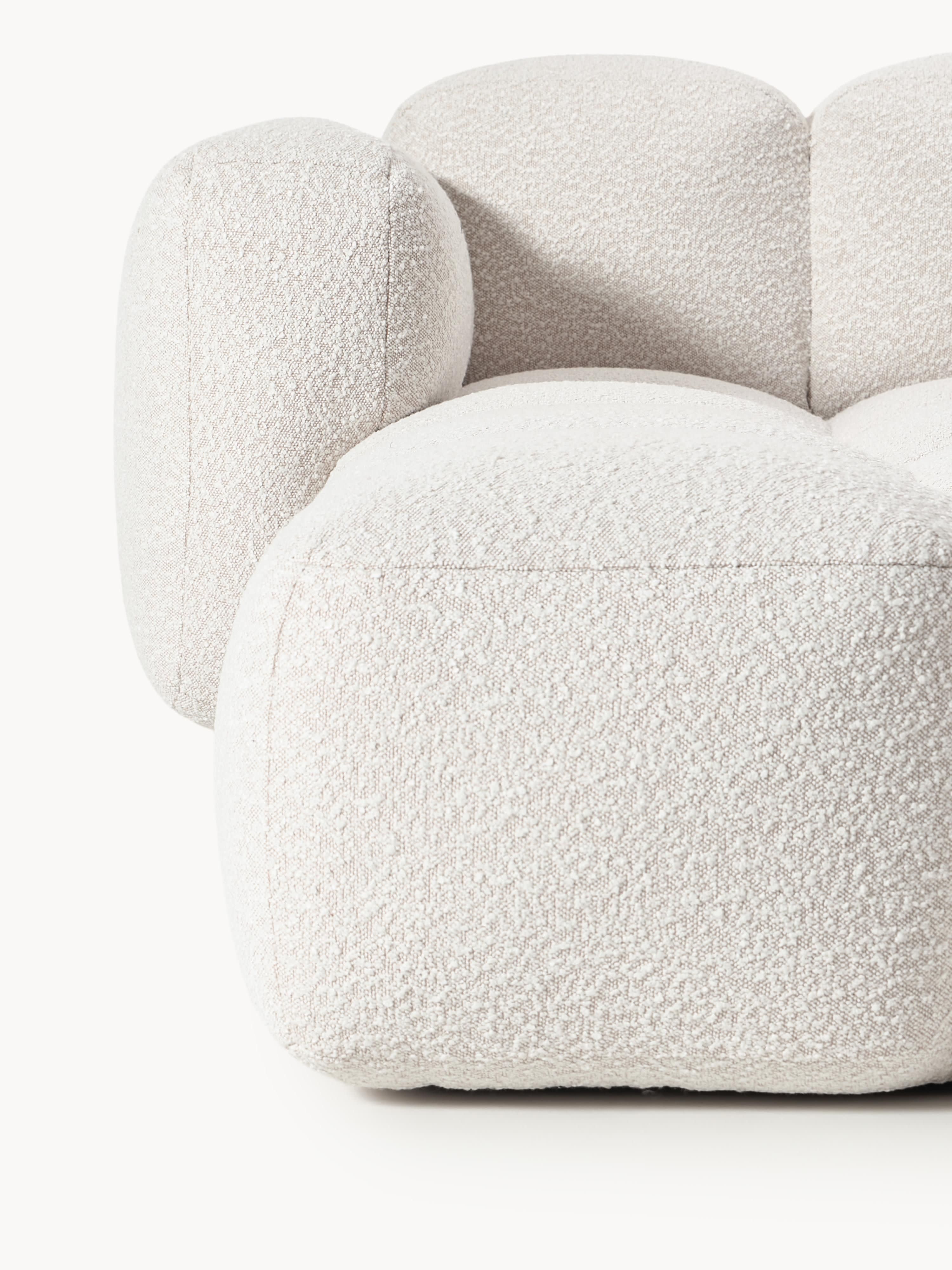 Modulares Sofa Tayla (3-Sitzer) aus Bouclé mit Hocker (links/rechts)