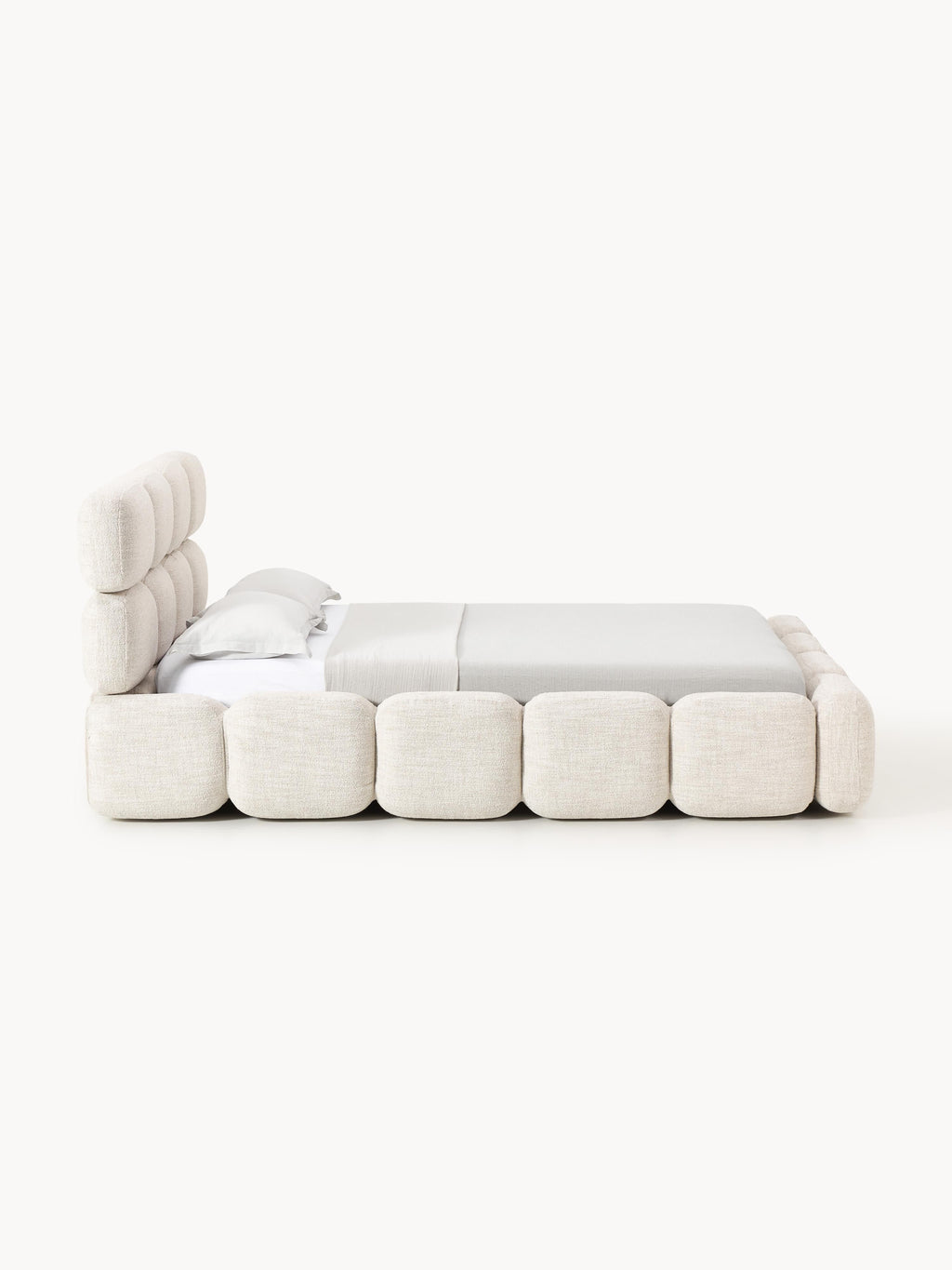 Polsterbett Tayla aus Bouclé mit Stauraum