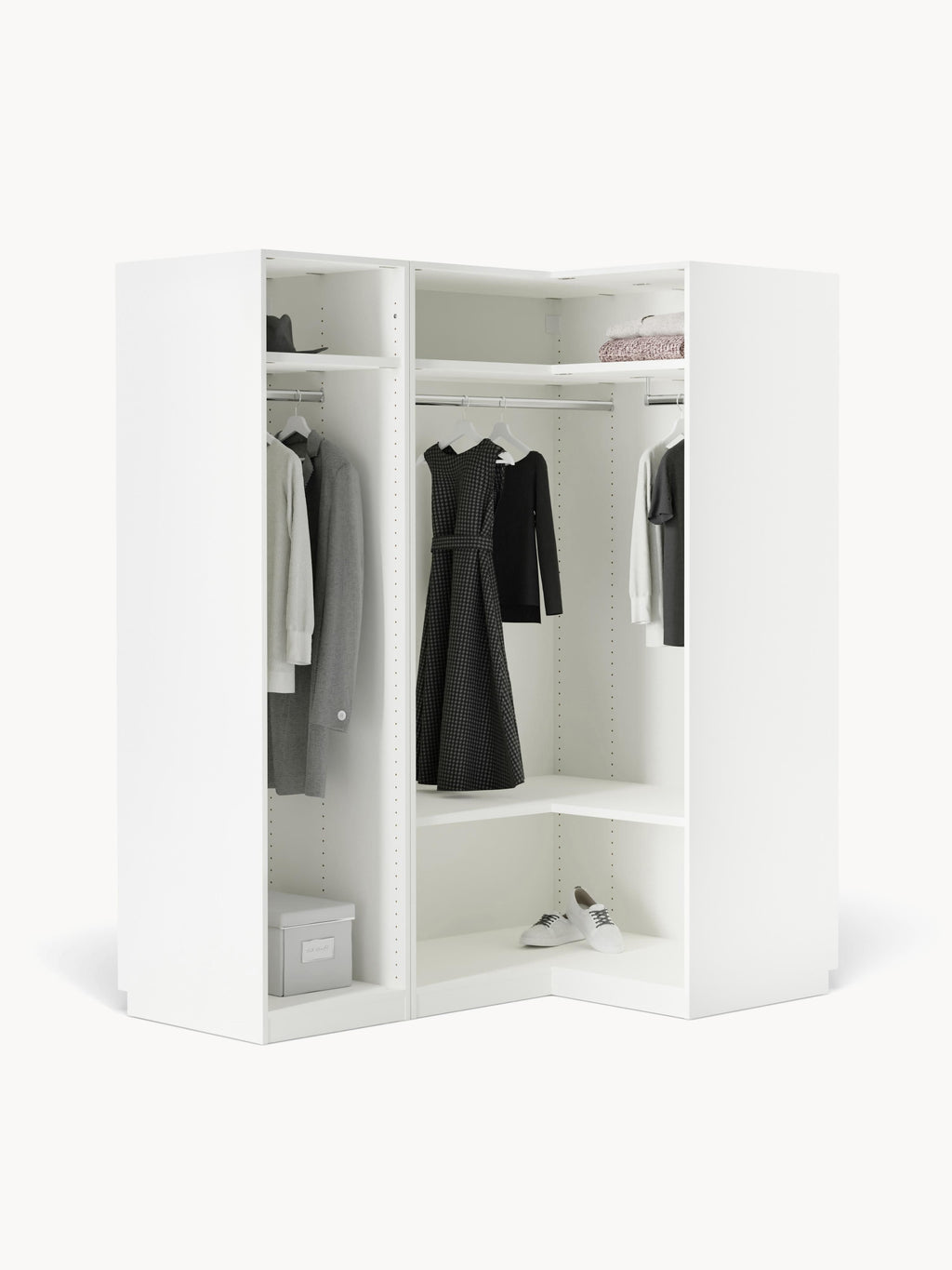 Modularer Eck-Kleiderschrank Leon, 165 cm Breite, in verschiedenen Größen