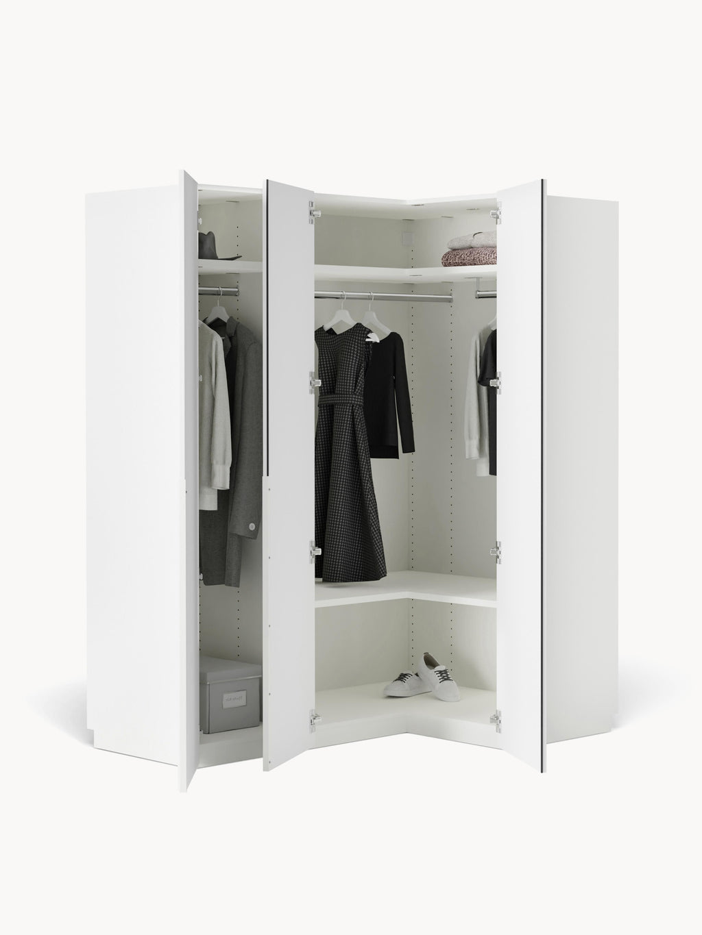 Modularer Eck-Kleiderschrank Leon, 165 cm Breite, in verschiedenen Größen