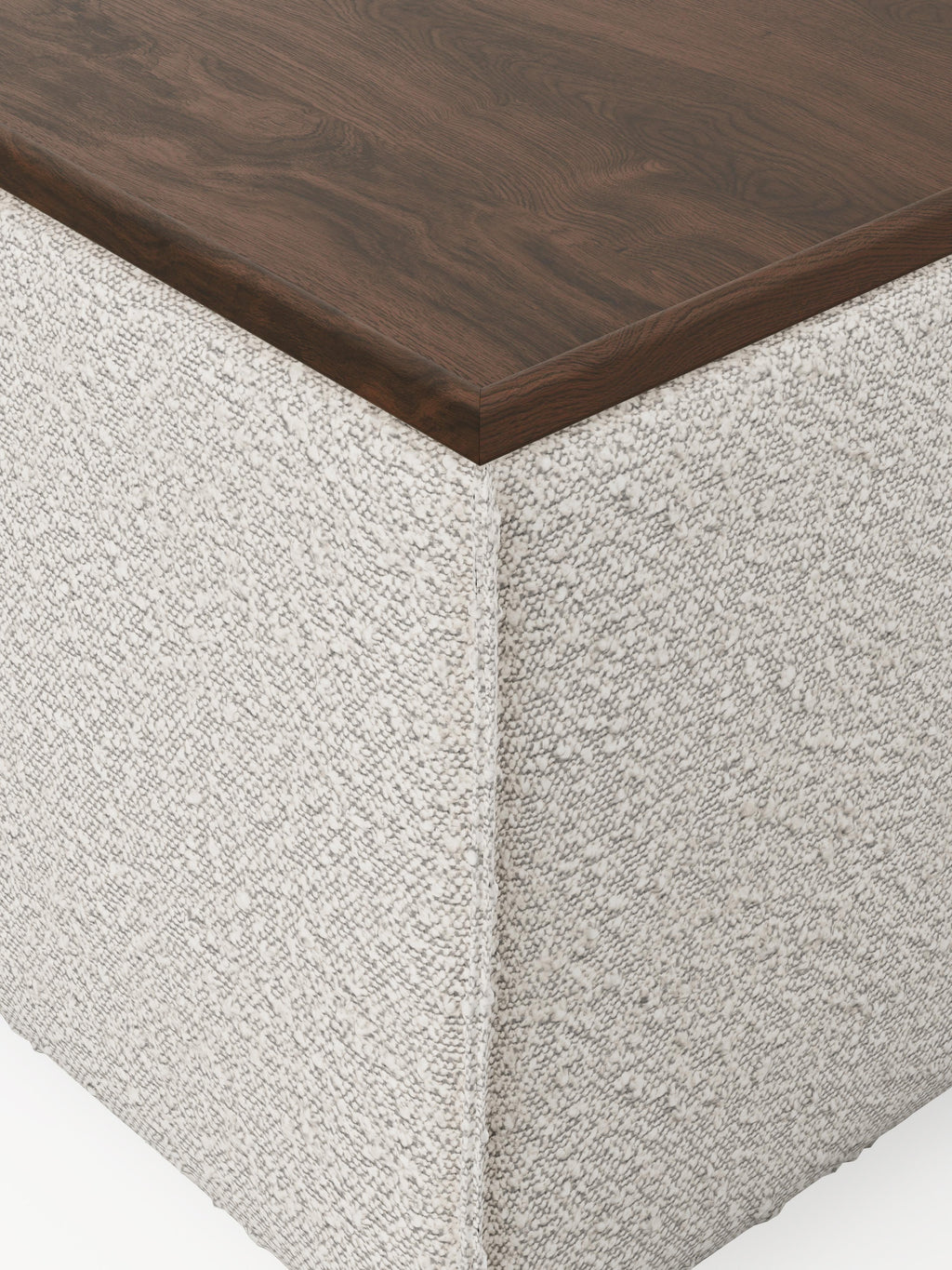 Sofa-Hocker Lennon aus Bouclé mit Stauraum