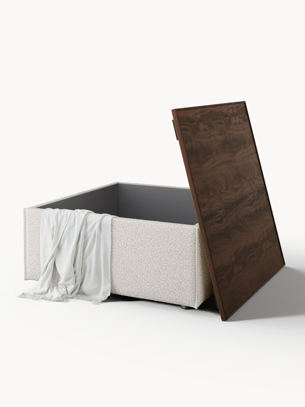 Sofa-Hocker Lennon aus Bouclé mit Stauraum