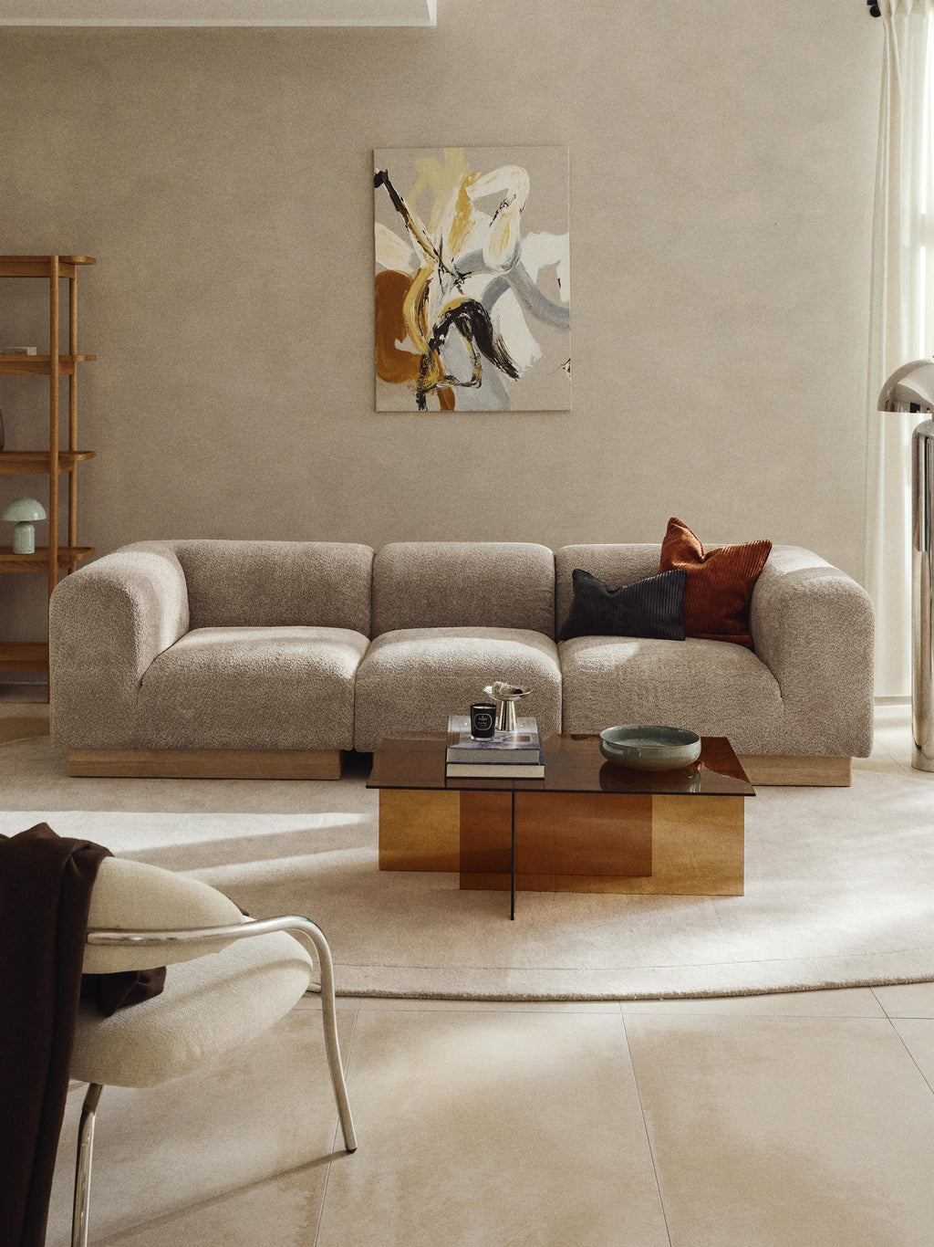 Modulares Sofa Natalie (3-Sitzer) aus Teddy-Bouclé