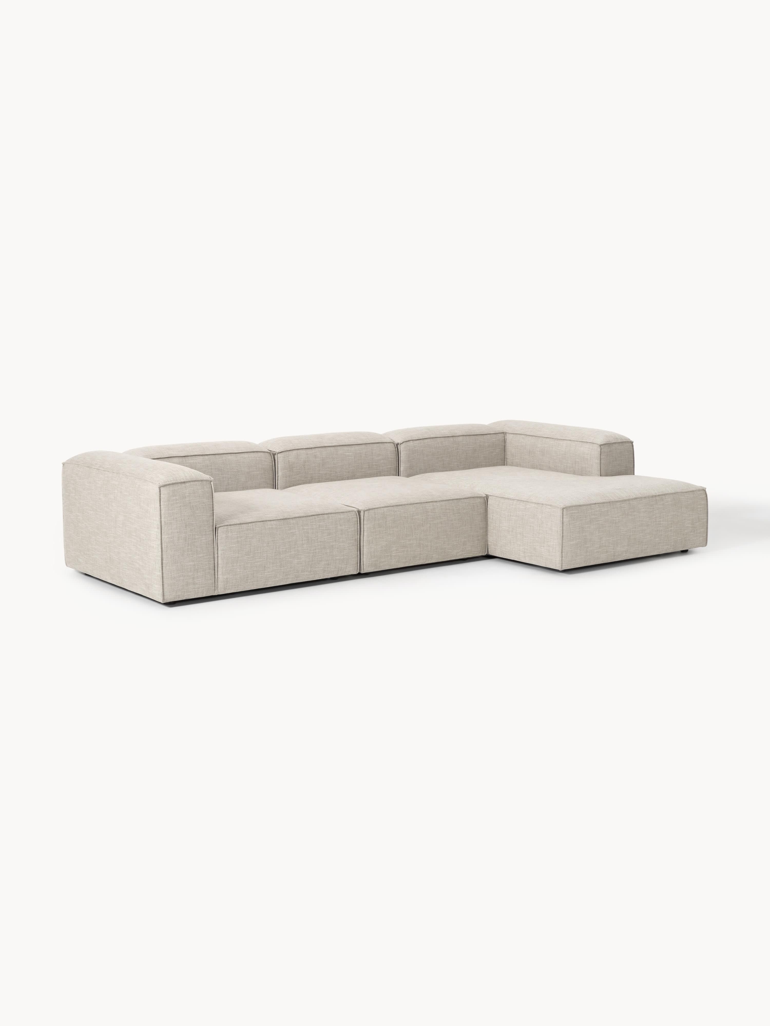 Modulares Ecksofa Lennon (4-Sitzer) aus Leinen-Mix