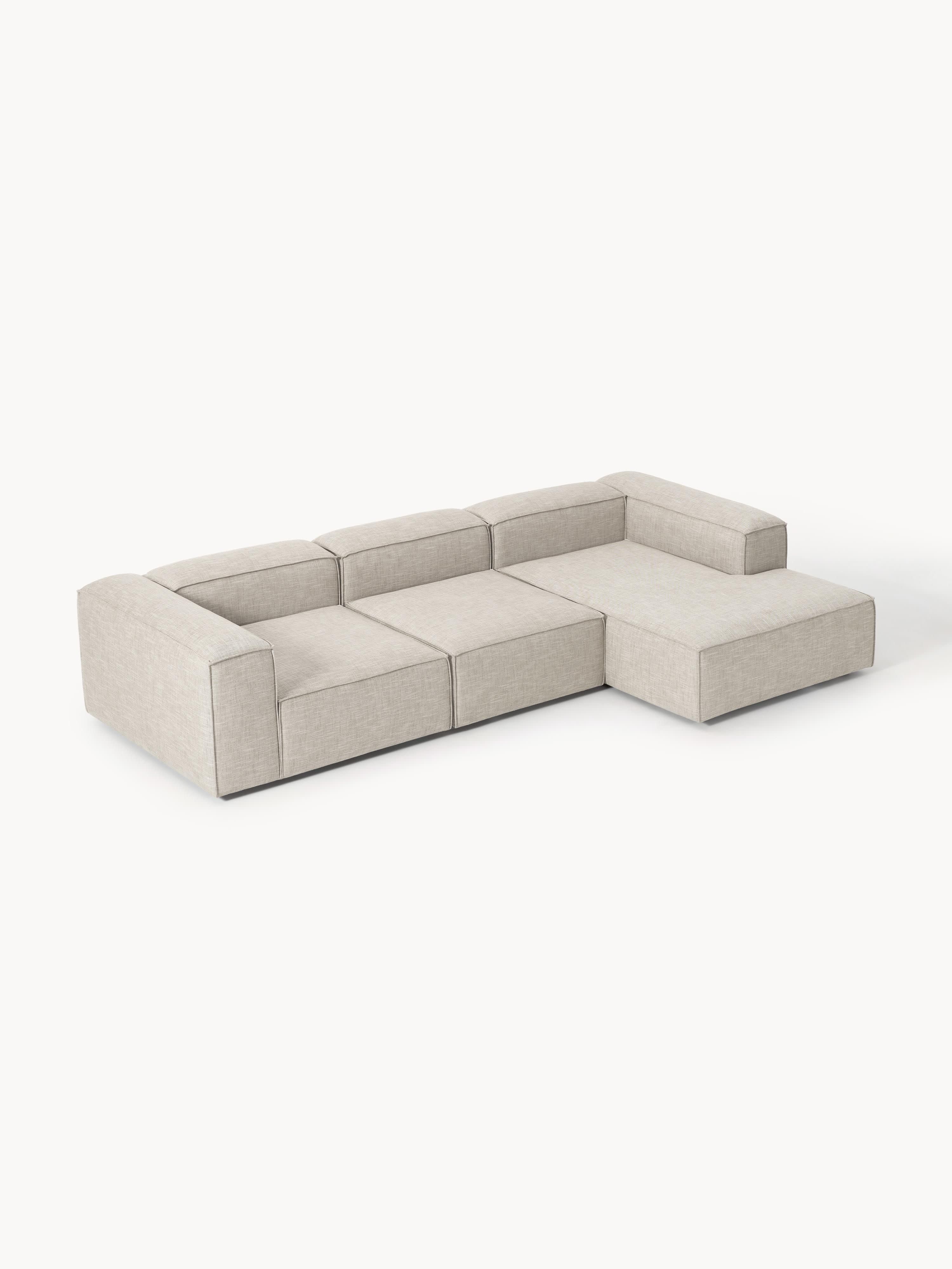 Modulares Ecksofa Lennon (4-Sitzer) aus Leinen-Mix