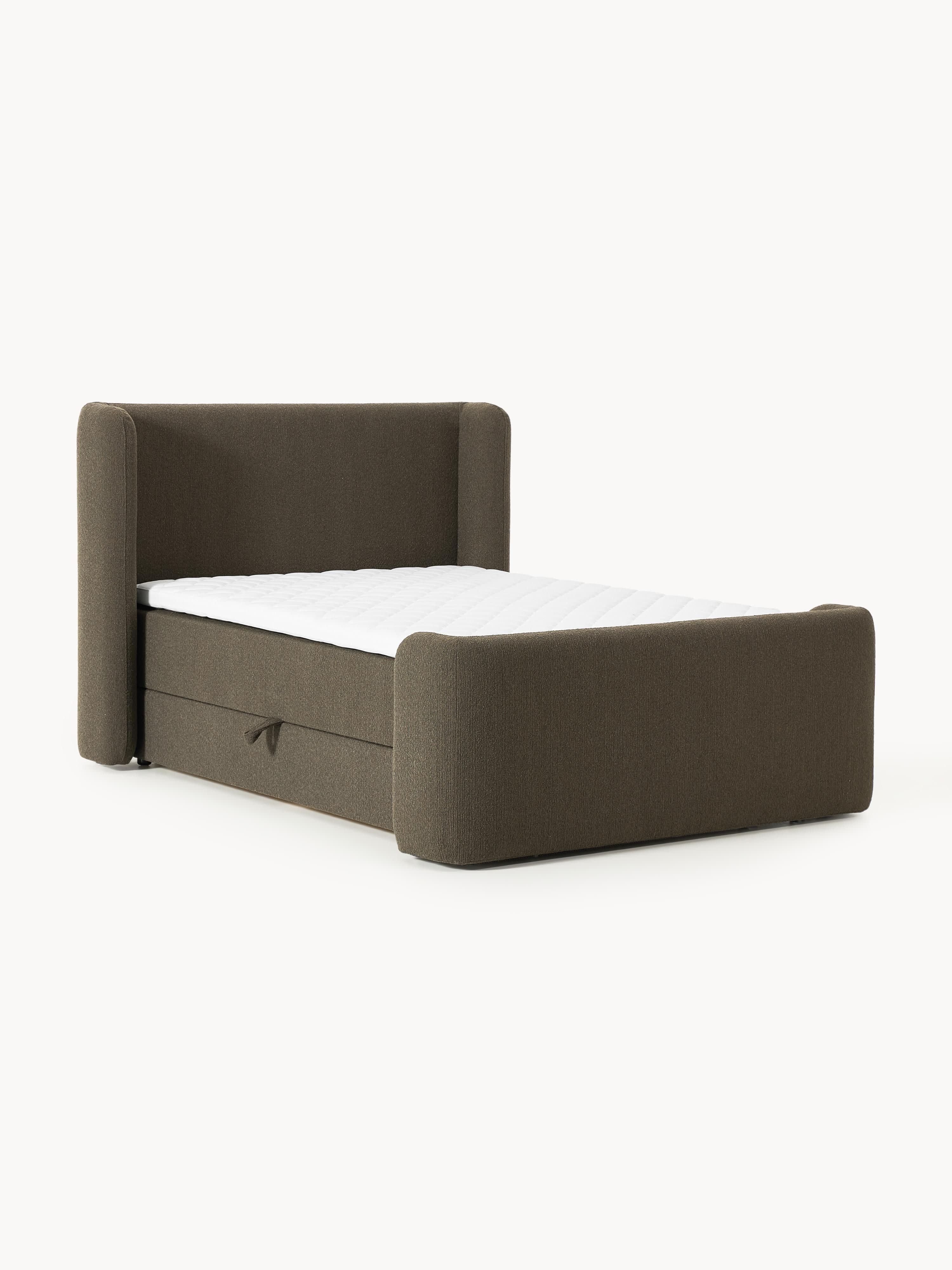 Bouclé-Boxspringbett Perla mit Stauraum