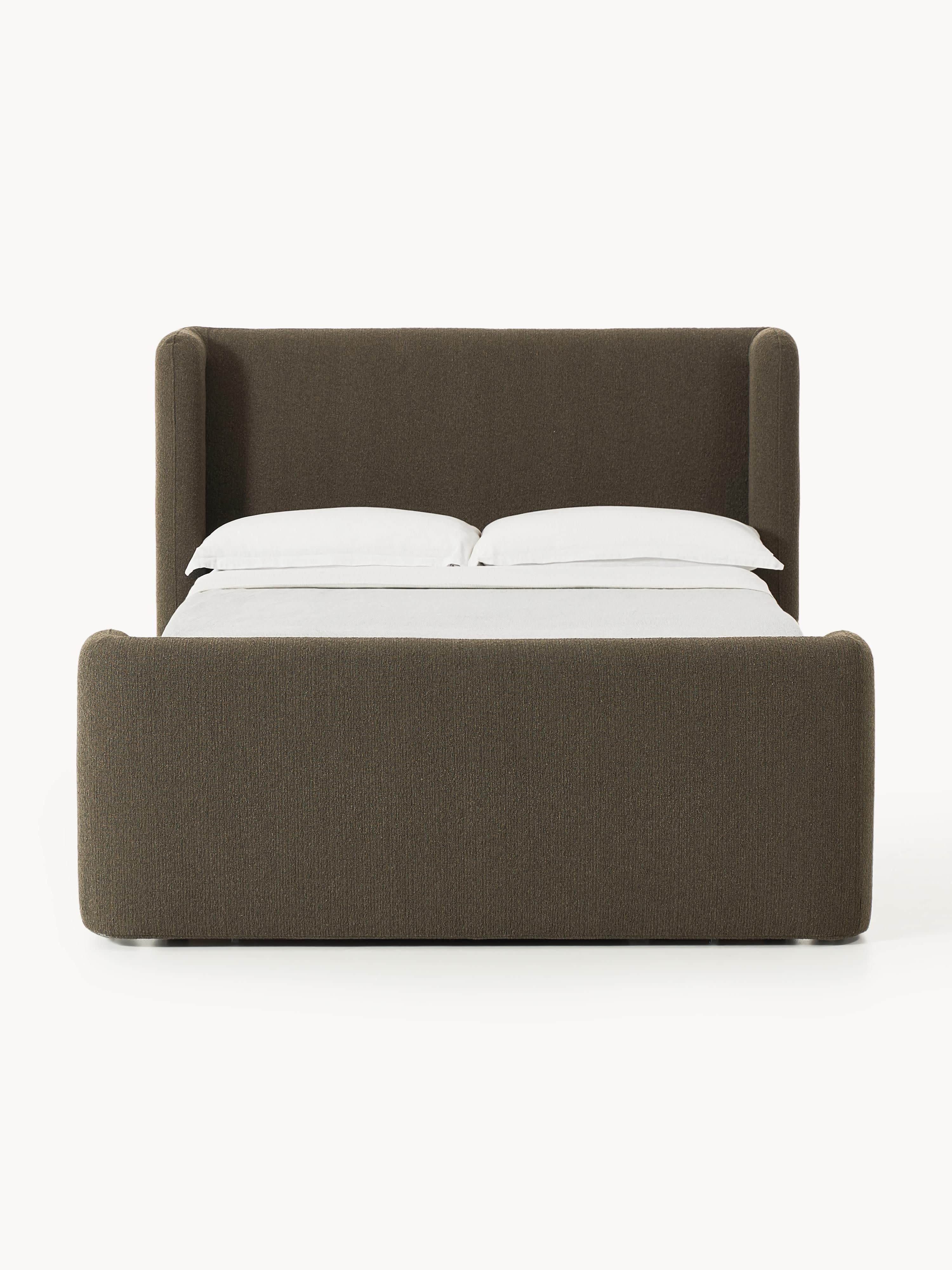 Bouclé-Boxspringbett Perla mit Stauraum