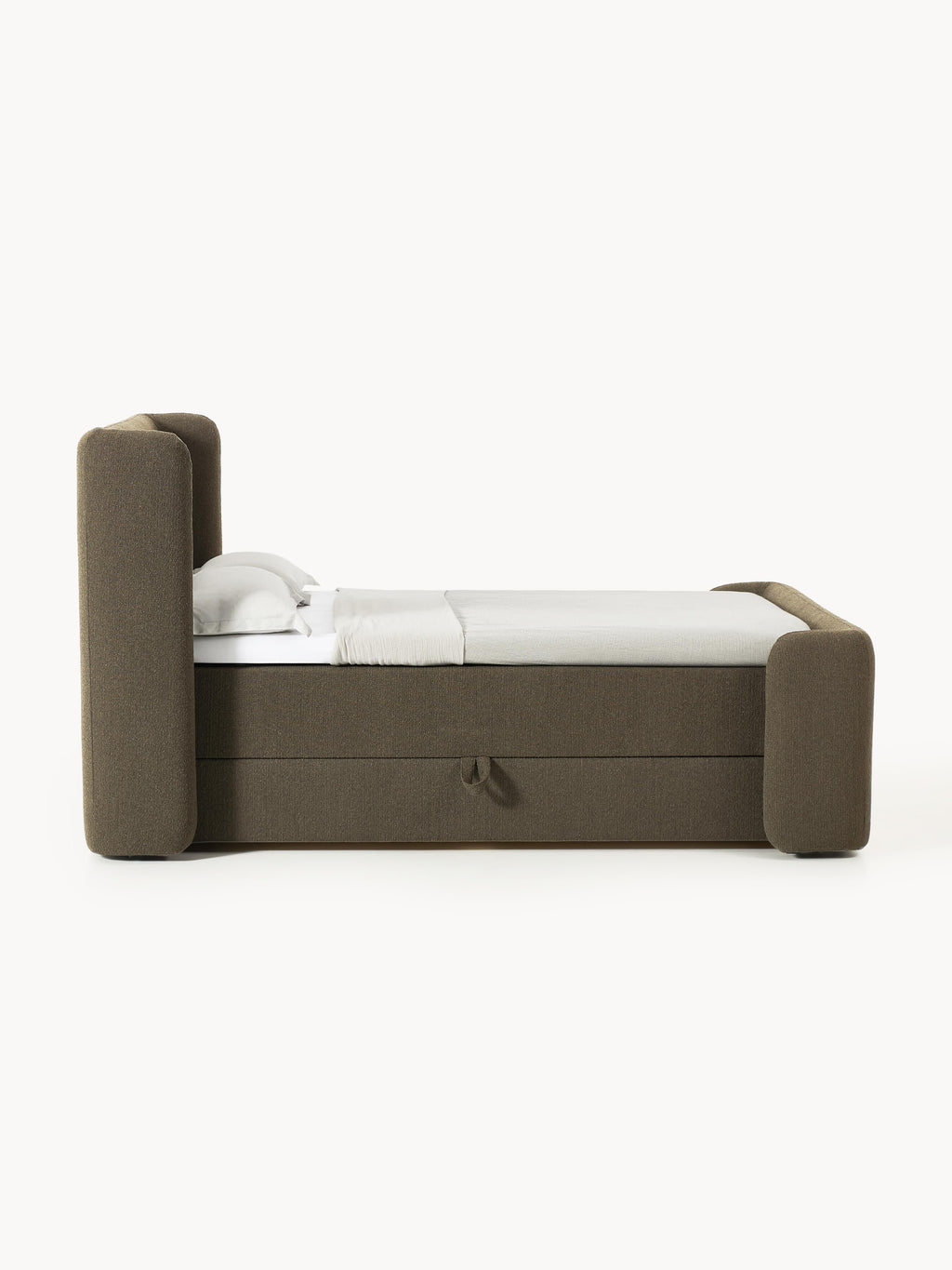 Bouclé-Boxspringbett Perla mit Stauraum