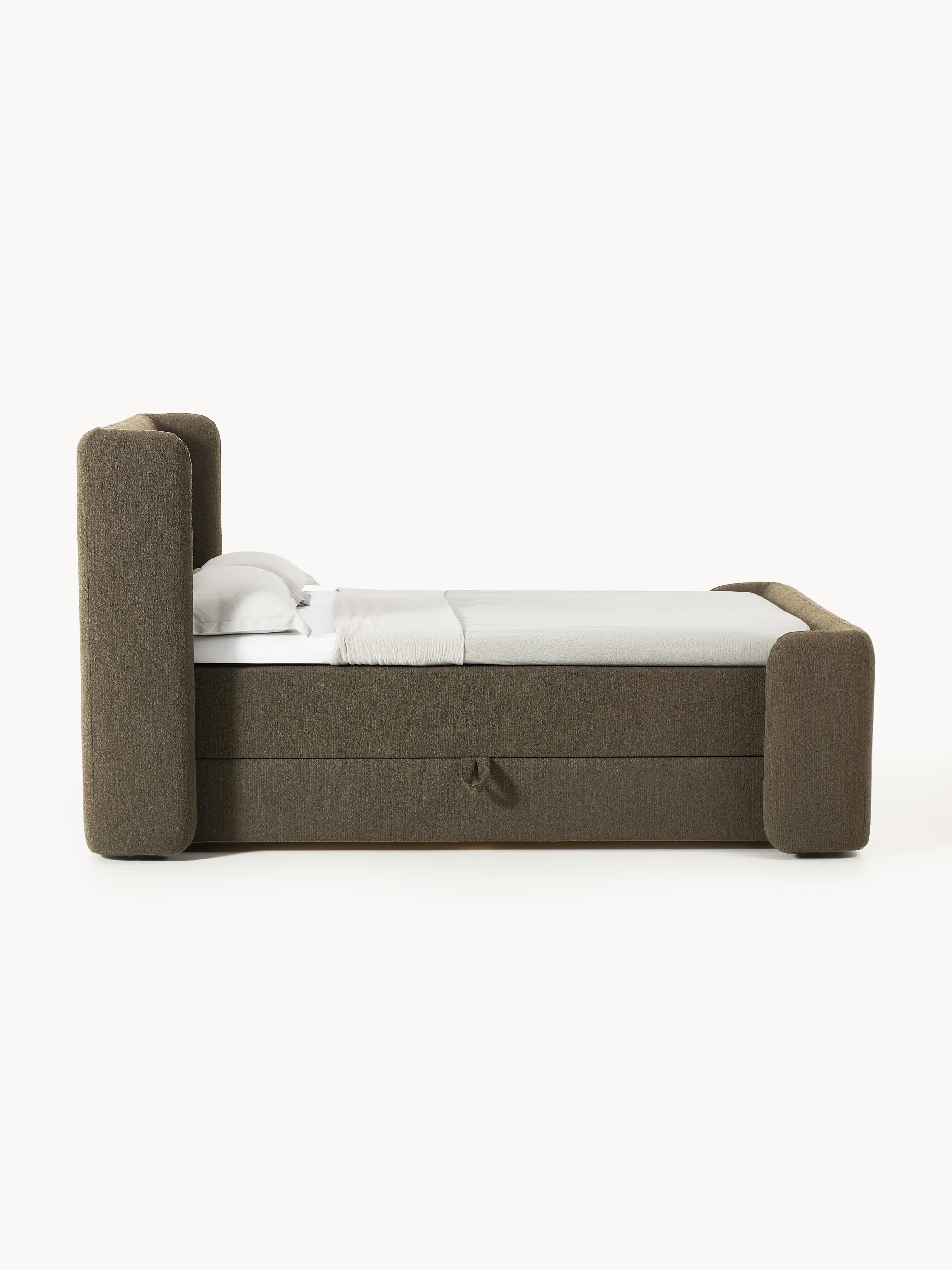 Bouclé-Boxspringbett Perla mit Stauraum