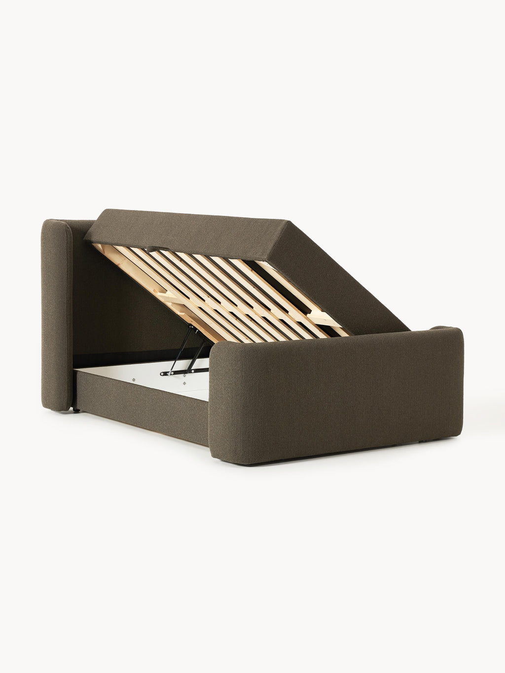 Bouclé-Boxspringbett Perla mit Stauraum