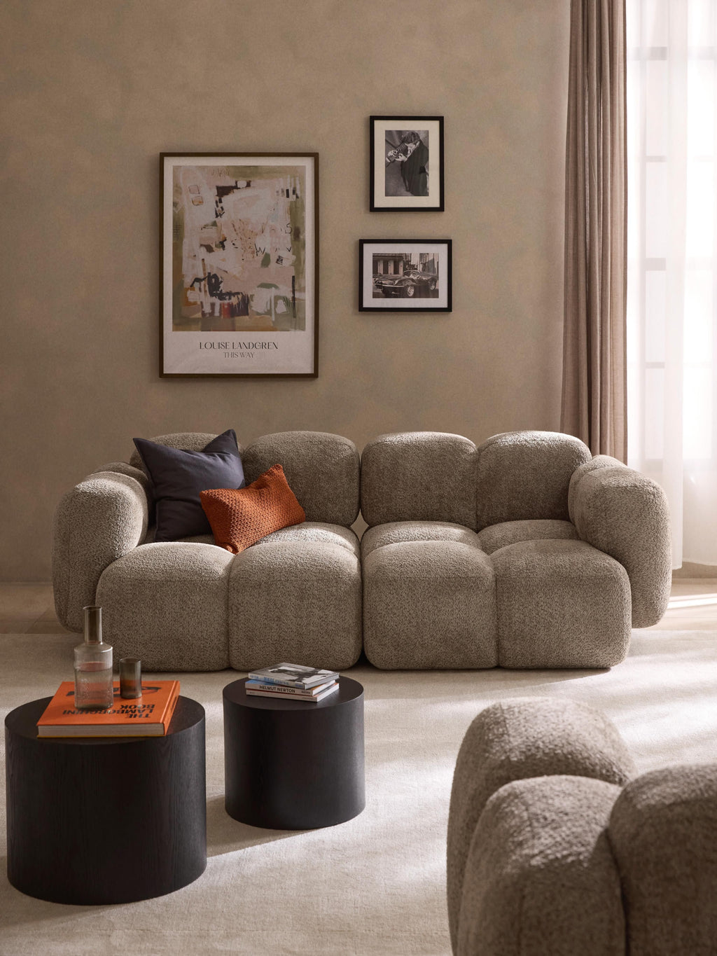 Modulares Sofa Tayla (3-Sitzer) aus Teddy-Bouclé