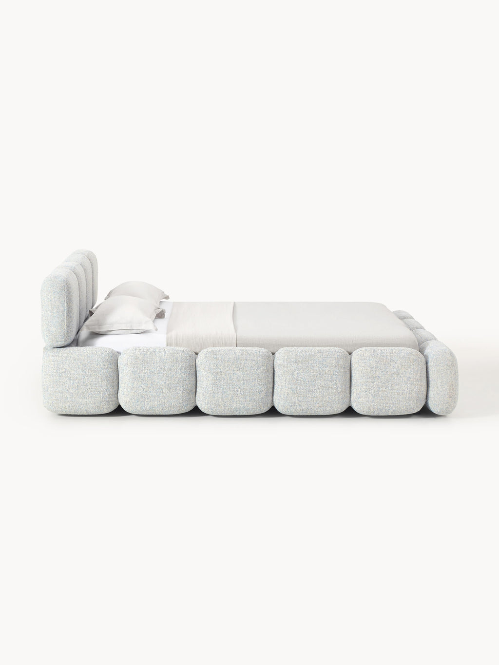Polsterbett Tayla aus Bouclé mit Stauraum