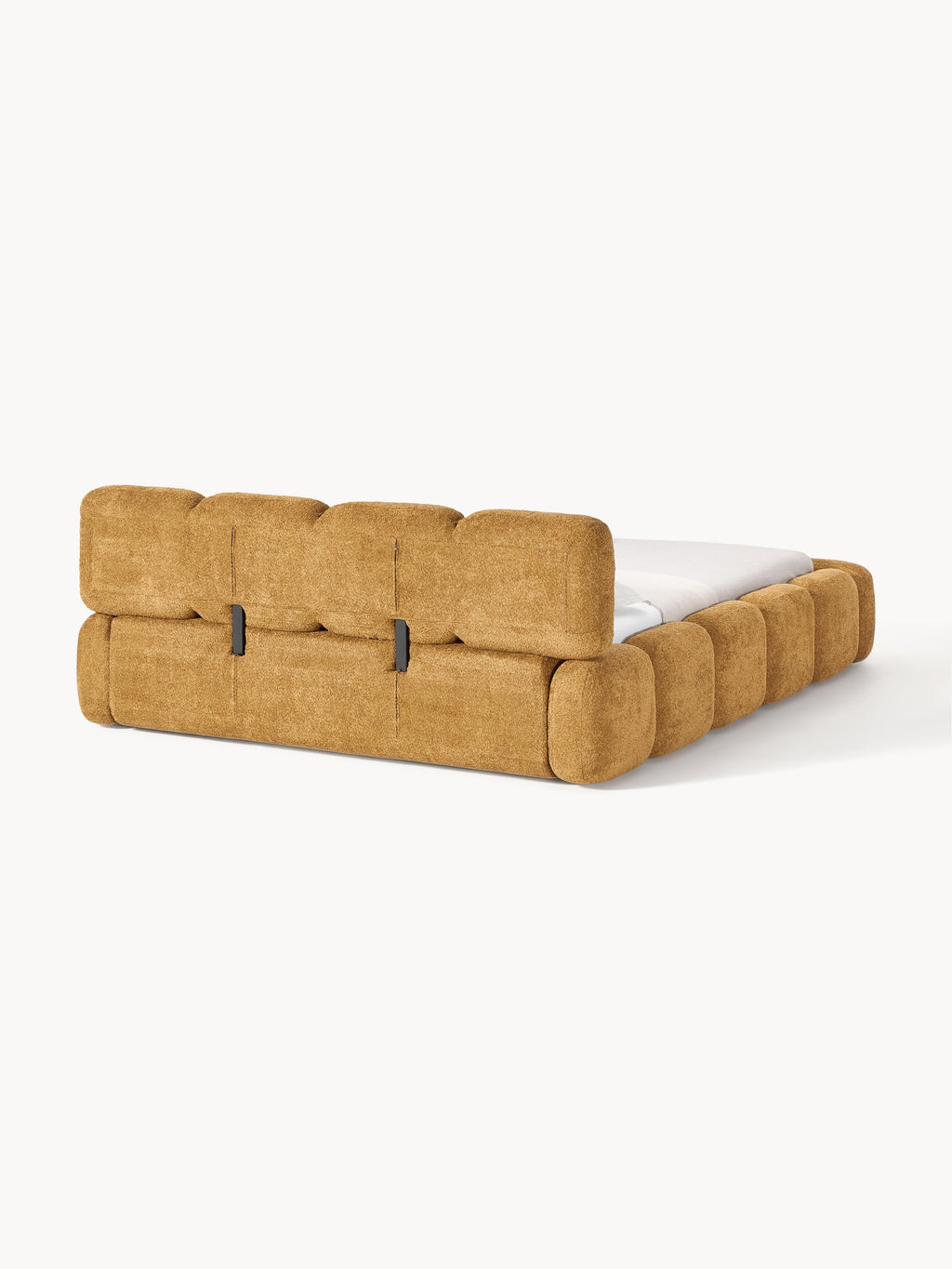 Polsterbett Tayla aus Teddy-Bouclé mit Stauraum