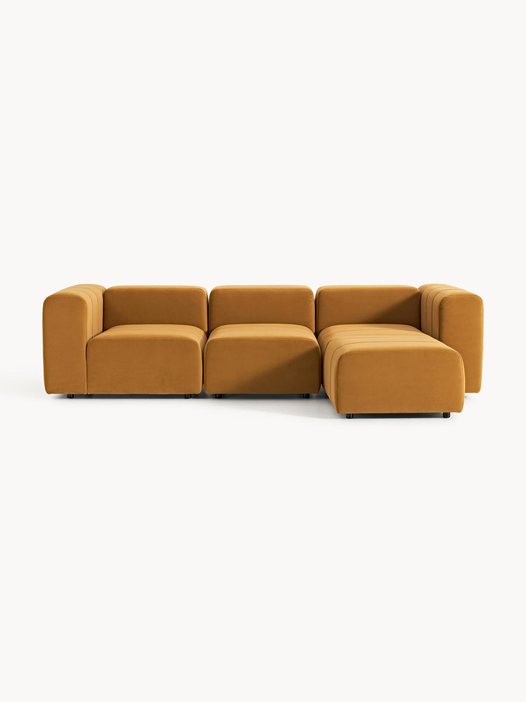 Modulares Samt-Sofa Lena (4-Sitzer) mit Hocker (links/rechts)