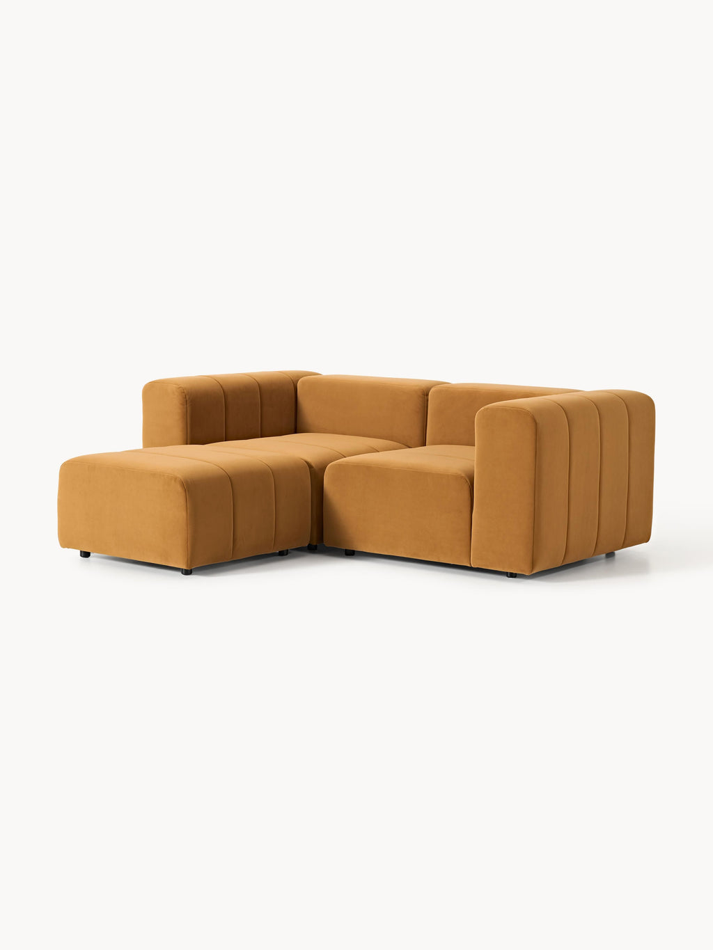 Modulares Samt-Sofa Lena (3-Sitzer) mit Hocker (links/rechts)