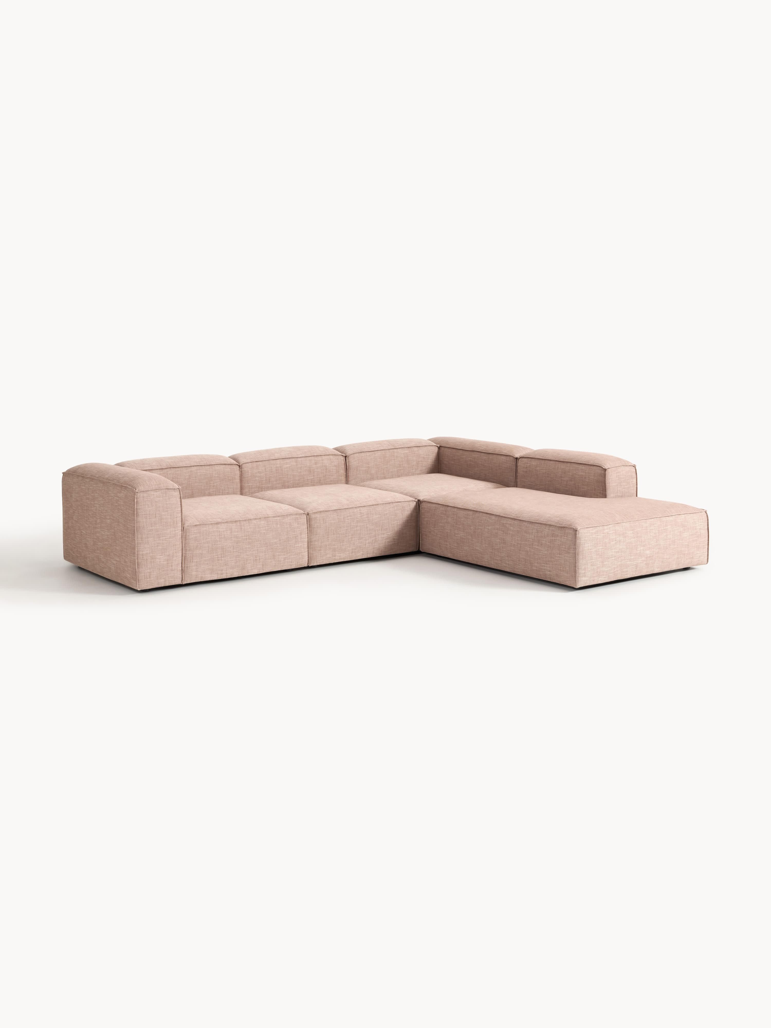 Modulares XL-Ecksofa Lennon (4-Sitzer) aus Leinen-Mix
