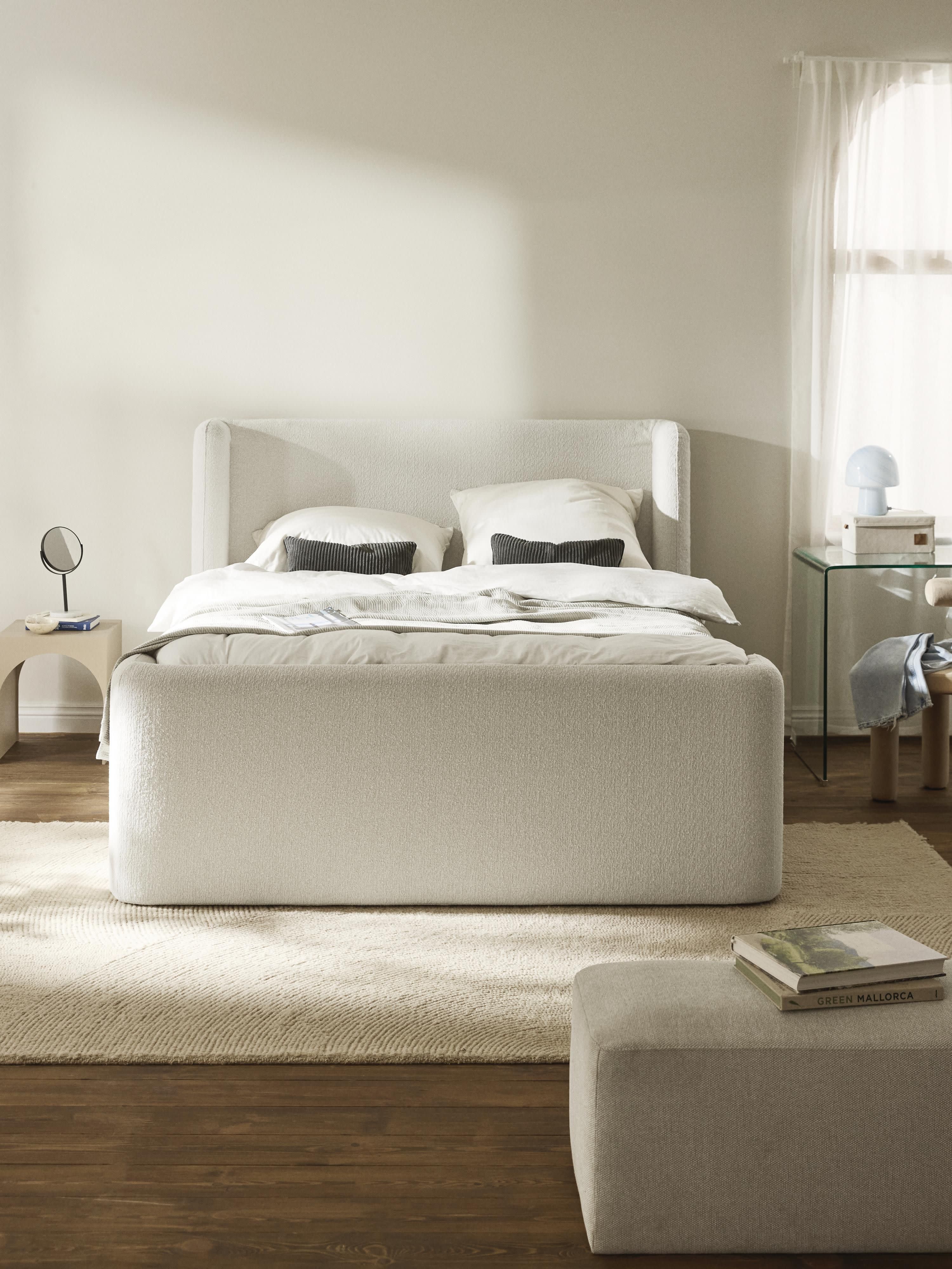 Bouclé-Boxspringbett Perla