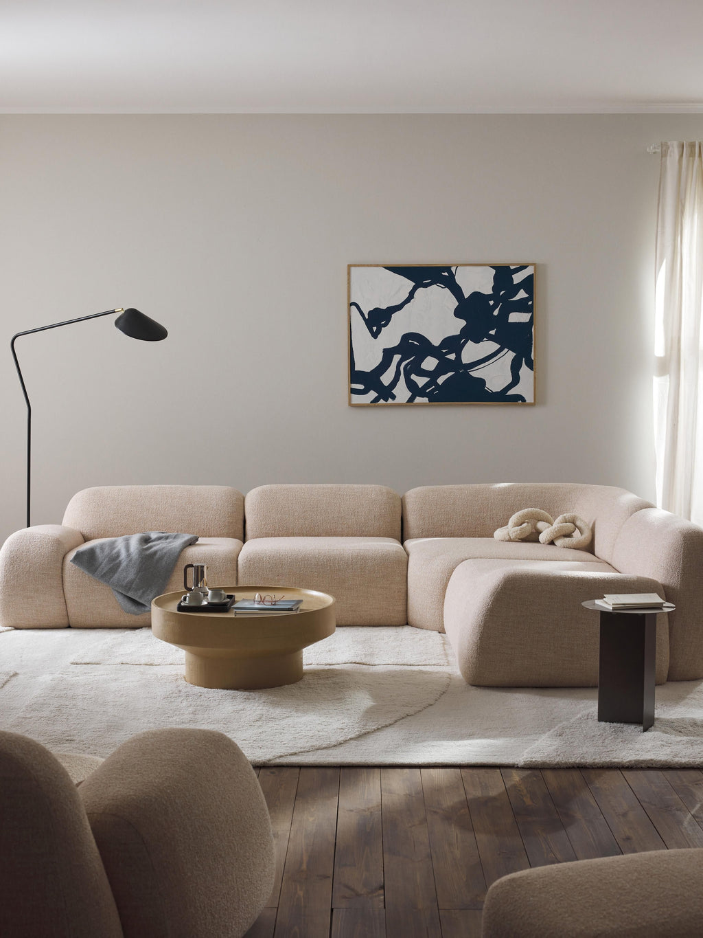 Modulares Bouclé-Ecksofa Wolke (4-Sitzer)
