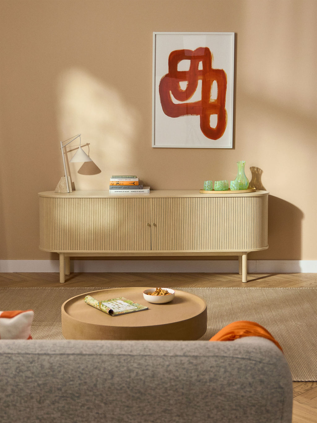 XL Sideboard Calary mit geriffelter Front
