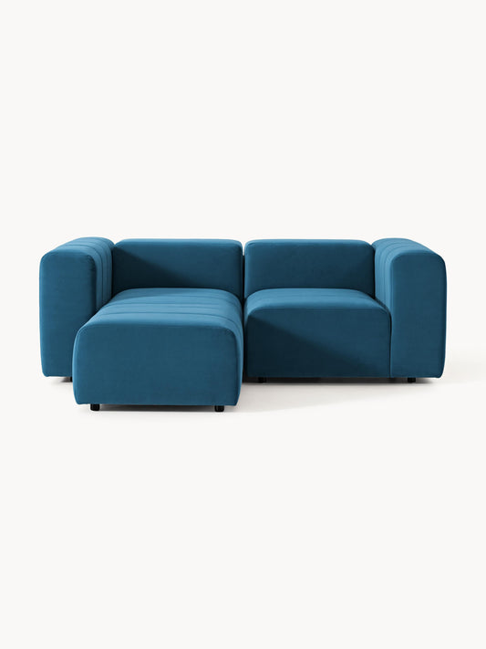 Galeriebild 1 - Modulares Samt-Sofa Lena (3-Sitzer) mit Hocker (links/rechts)
