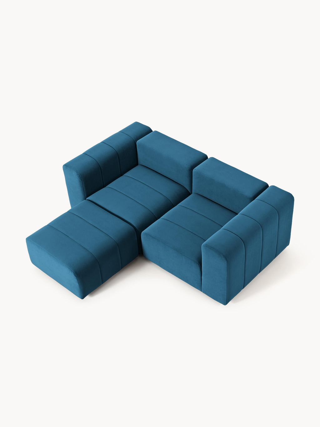 Modulares Samt-Sofa Lena (3-Sitzer) mit Hocker (links/rechts)