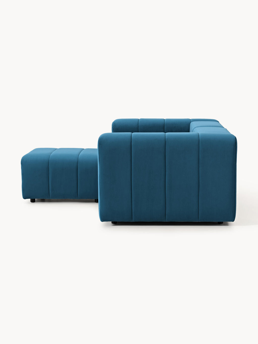 Modulares Samt-Sofa Lena (3-Sitzer) mit Hocker (links/rechts)