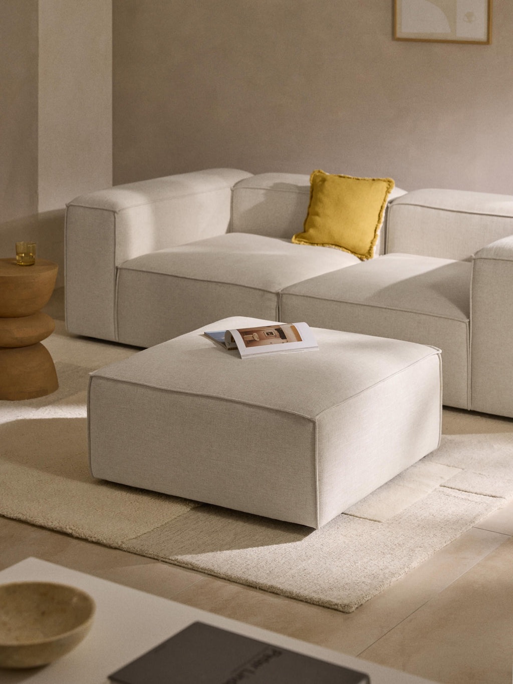 Sofa-Hocker Lennon aus Leinen-Mix