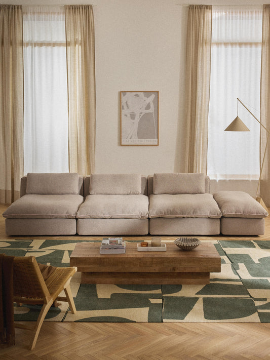 Modulares XL-Sofa Felix (3-Sitzer) mit Hocker