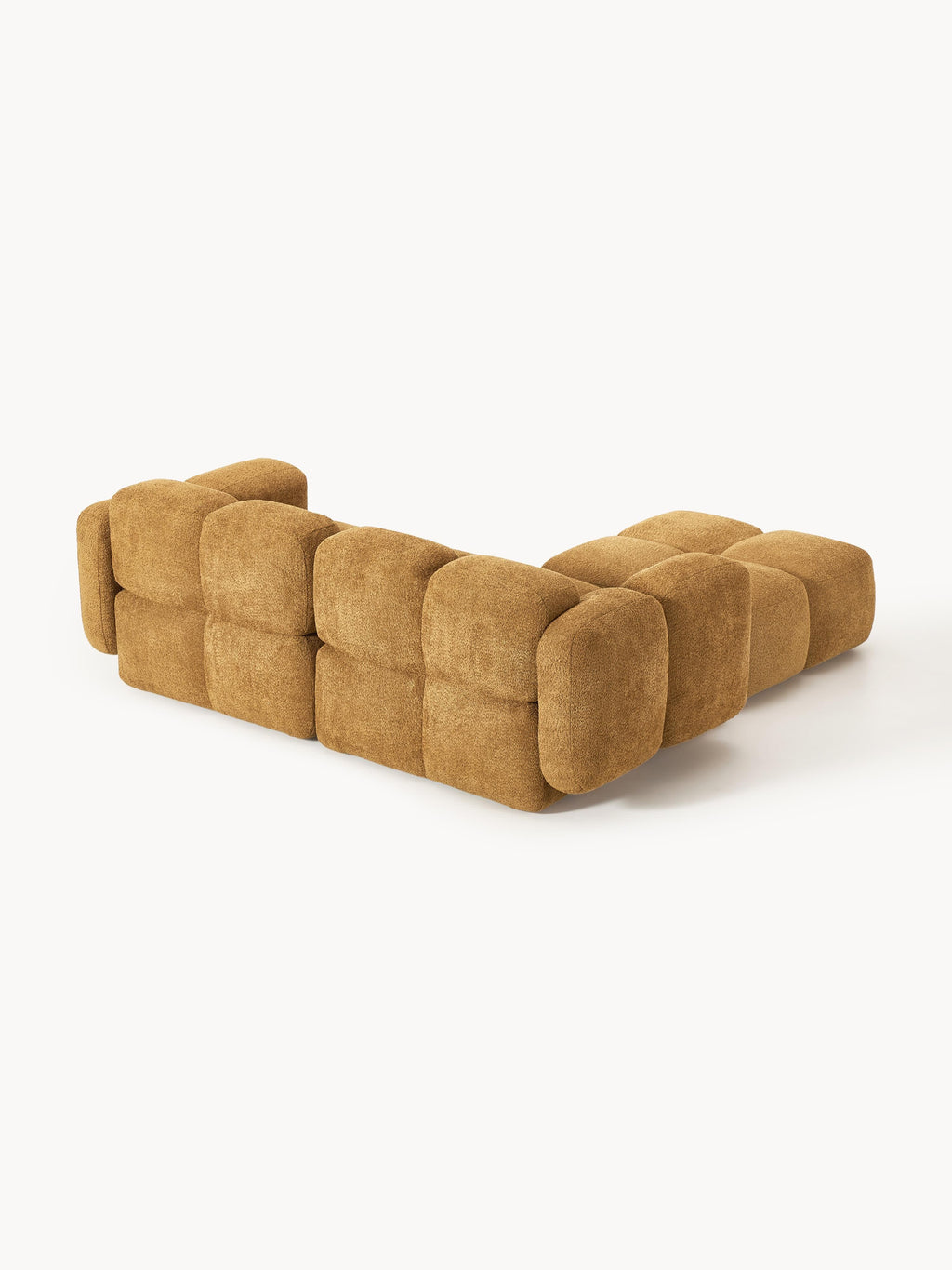 Modulares Sofa Tayla (3-Sitzer) aus Teddy-Bouclé mit Hocker (links/rechts)