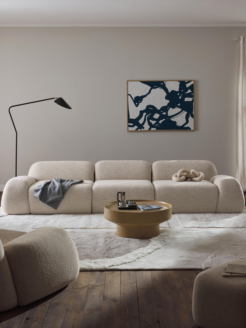 Modulares Bouclé-Sofa Wolke (4-Sitzer)