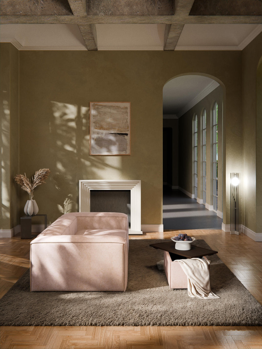 Sofa-Hocker Lennon aus Leinen-Mix mit Stauraum