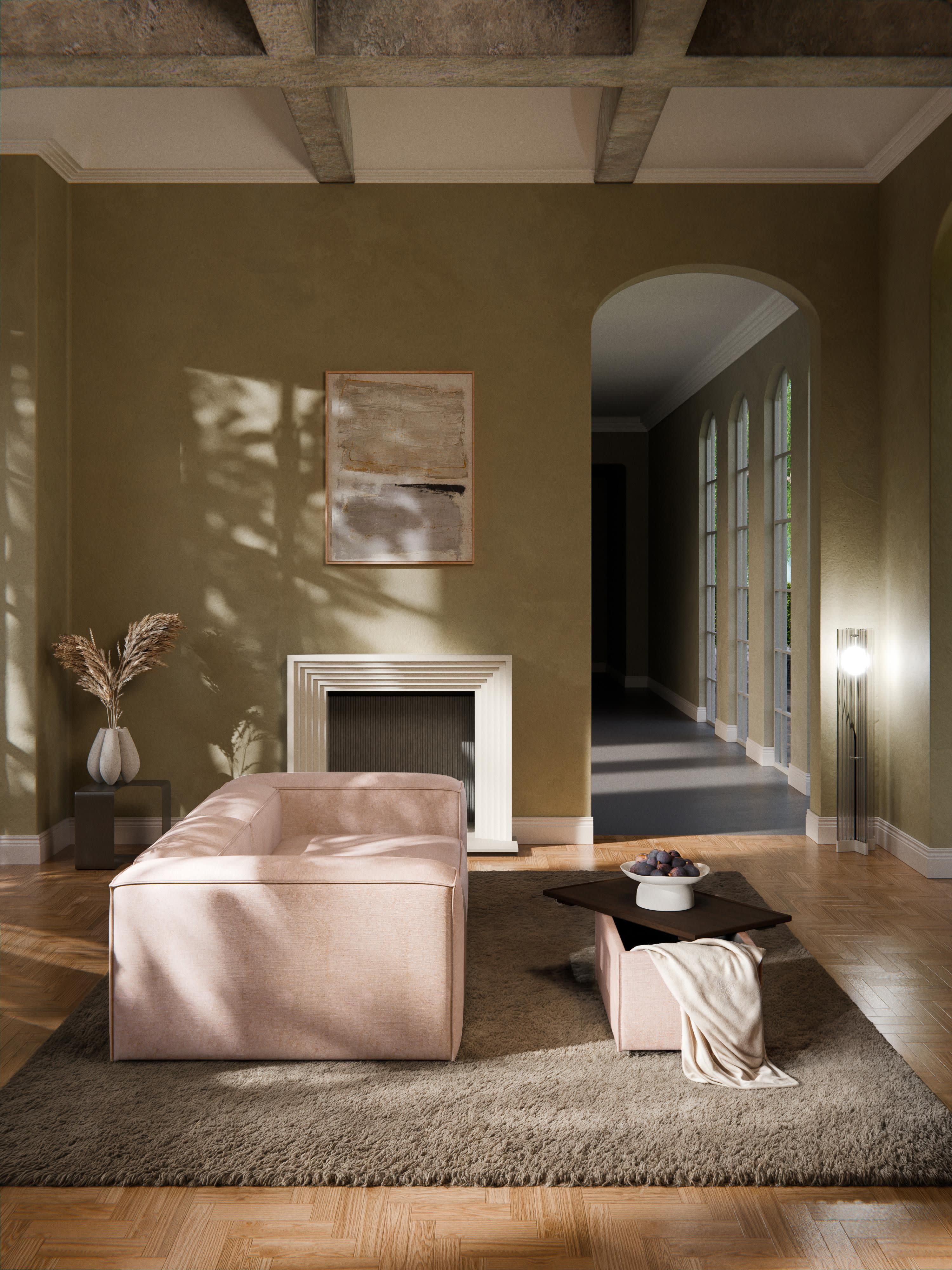 Sofa-Hocker Lennon aus Leinen-Mix mit Stauraum