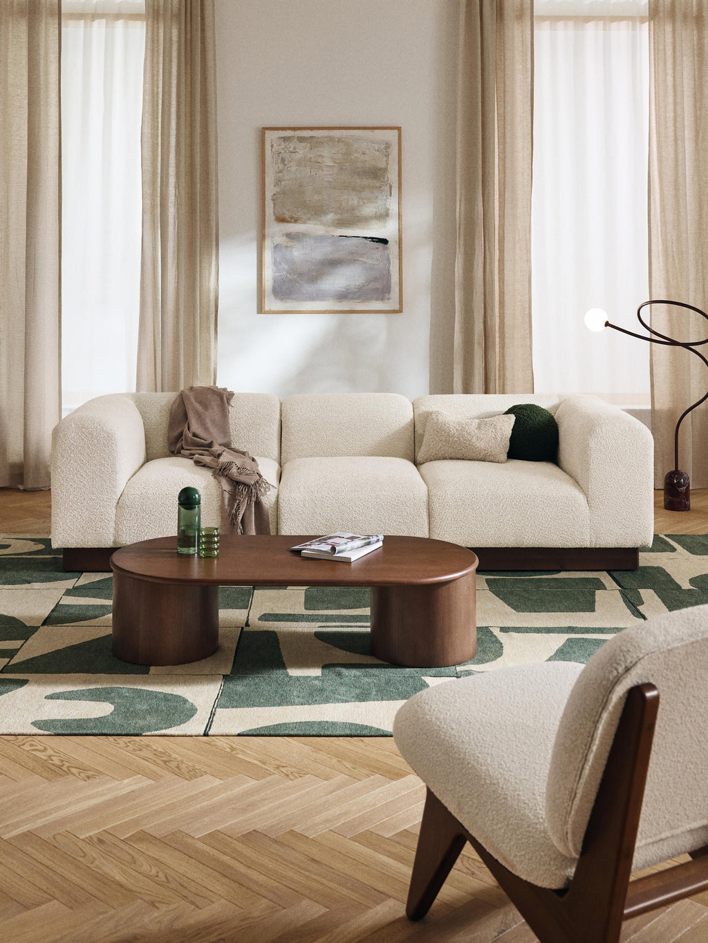 Modulares Sofa Natalie (3-Sitzer) aus Teddy-Bouclé