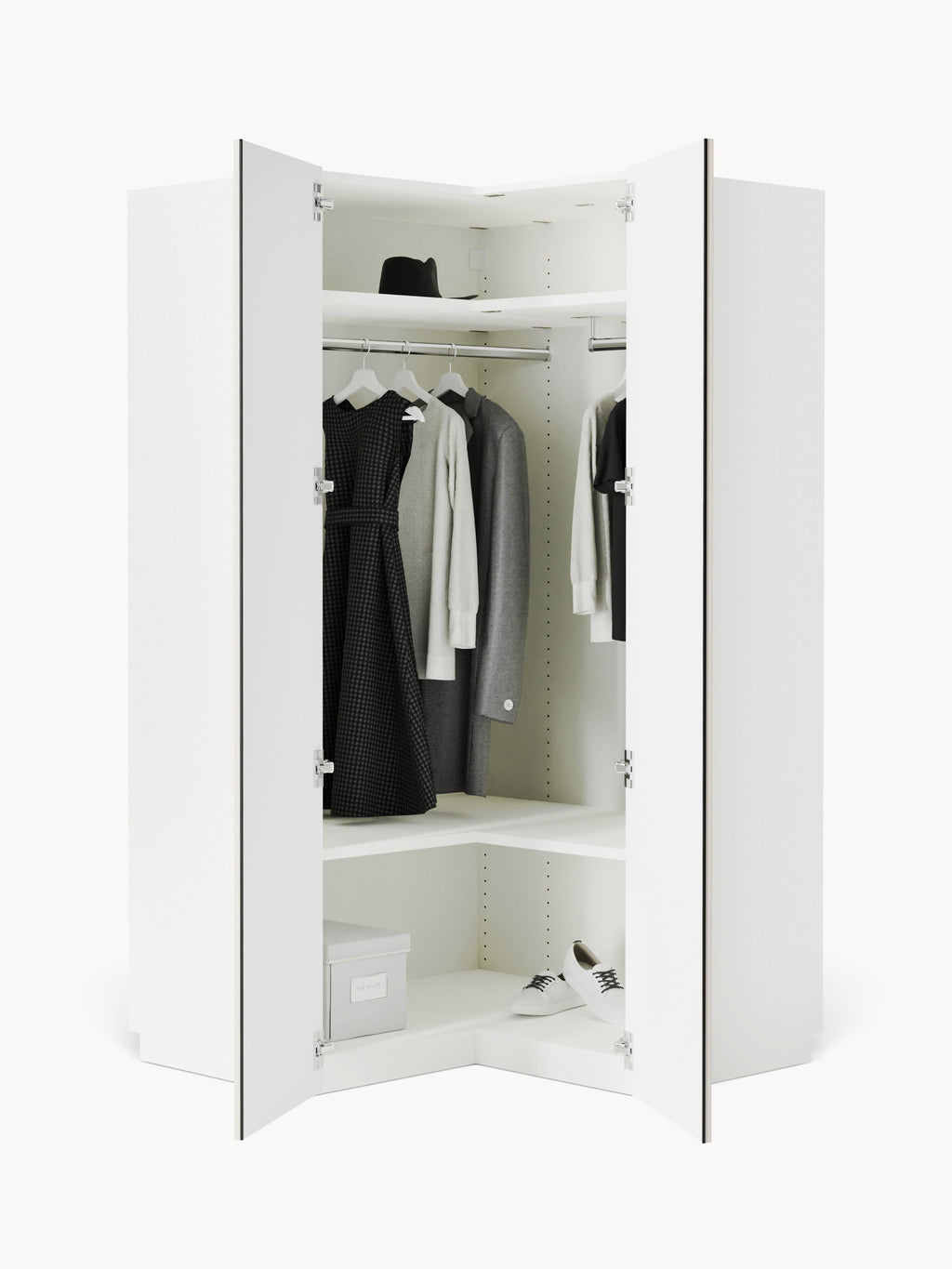 Modularer Eck-Kleiderschrank Charlotte, 115 cm Breite