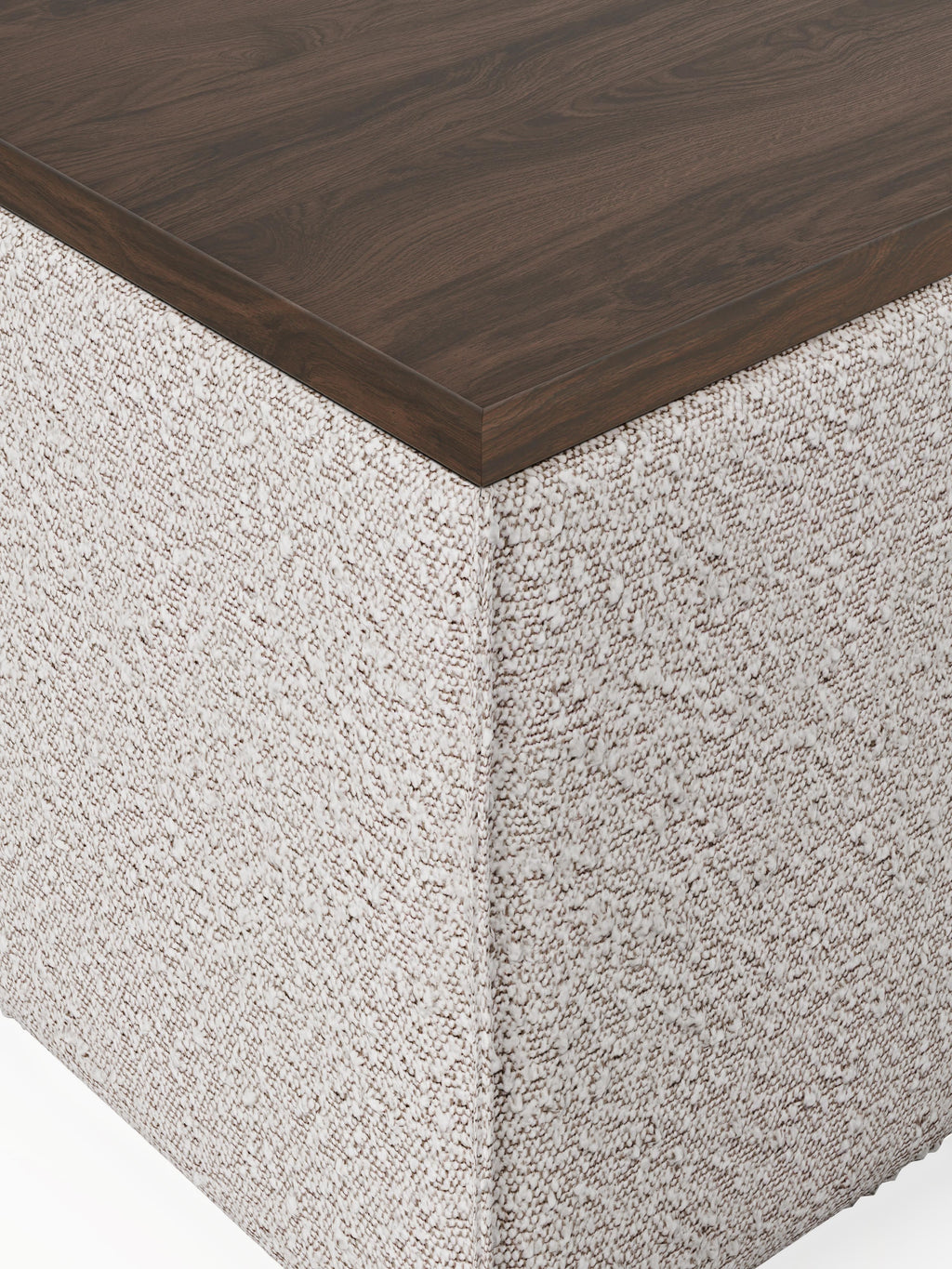 Sofa-Hocker Lennon aus Bouclé mit Stauraum