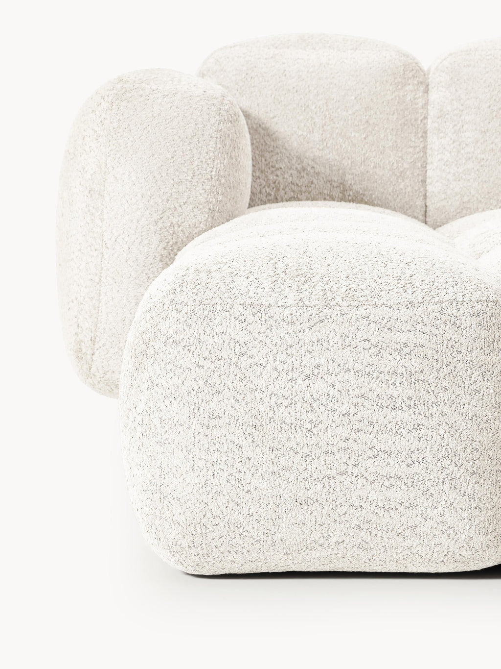 Modulares Sofa Tayla (3-Sitzer) aus Teddy-Bouclé mit Hocker (links/rechts)