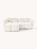 Galeriebild 1 - Modulares Sofa Tayla (3-Sitzer) aus Teddy-Bouclé mit Hocker (links/rechts)