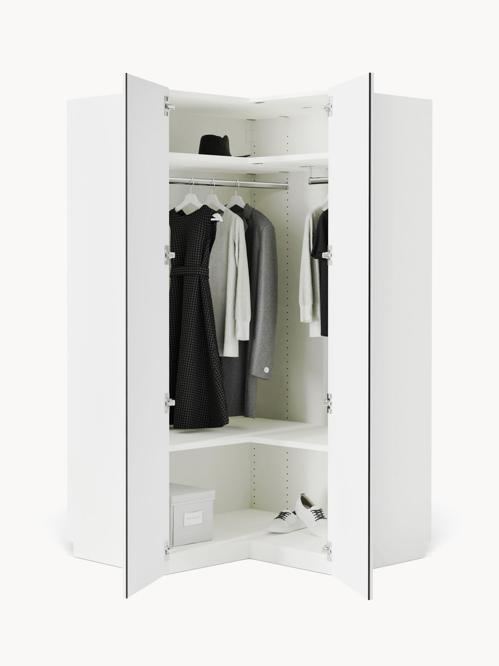 Modularer Eck-Kleiderschrank Charlotte, 115 cm Breite