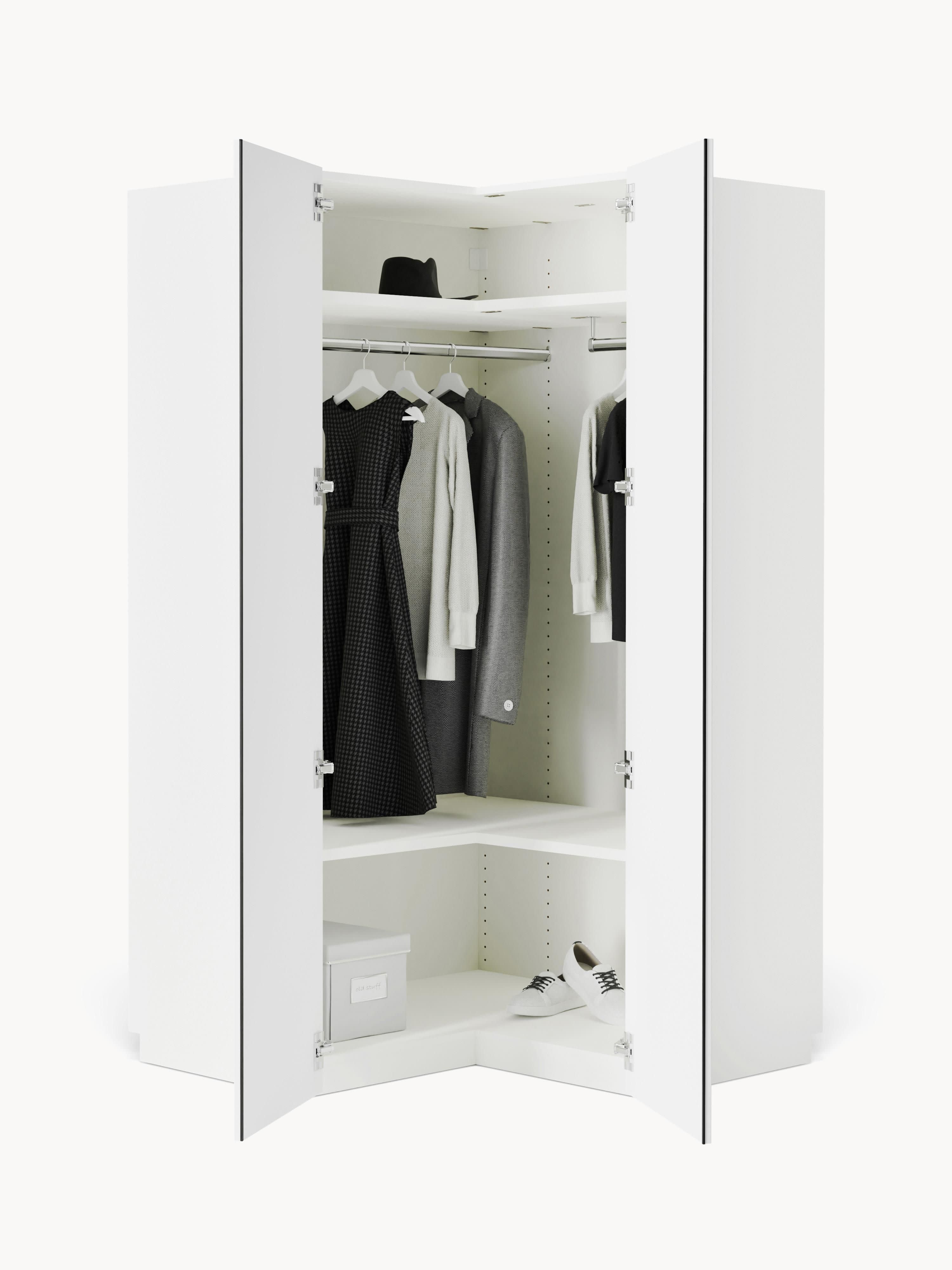 Modularer Eck-Kleiderschrank Charlotte, 115 cm Breite