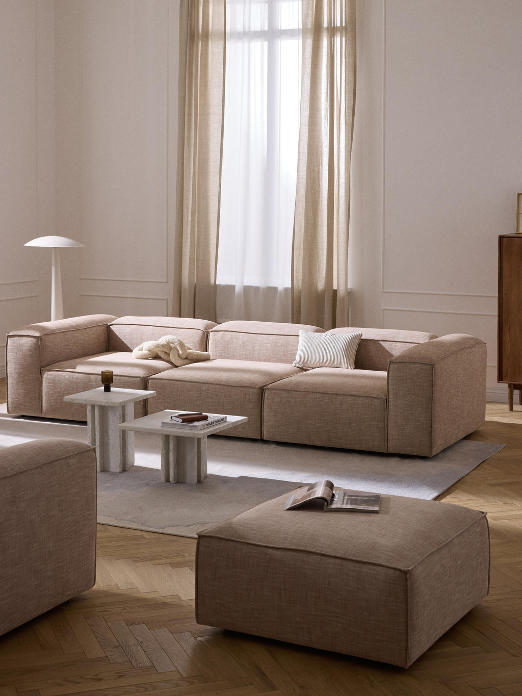 Modulares Sofa Lennon (4-Sitzer) aus Leinen-Mix